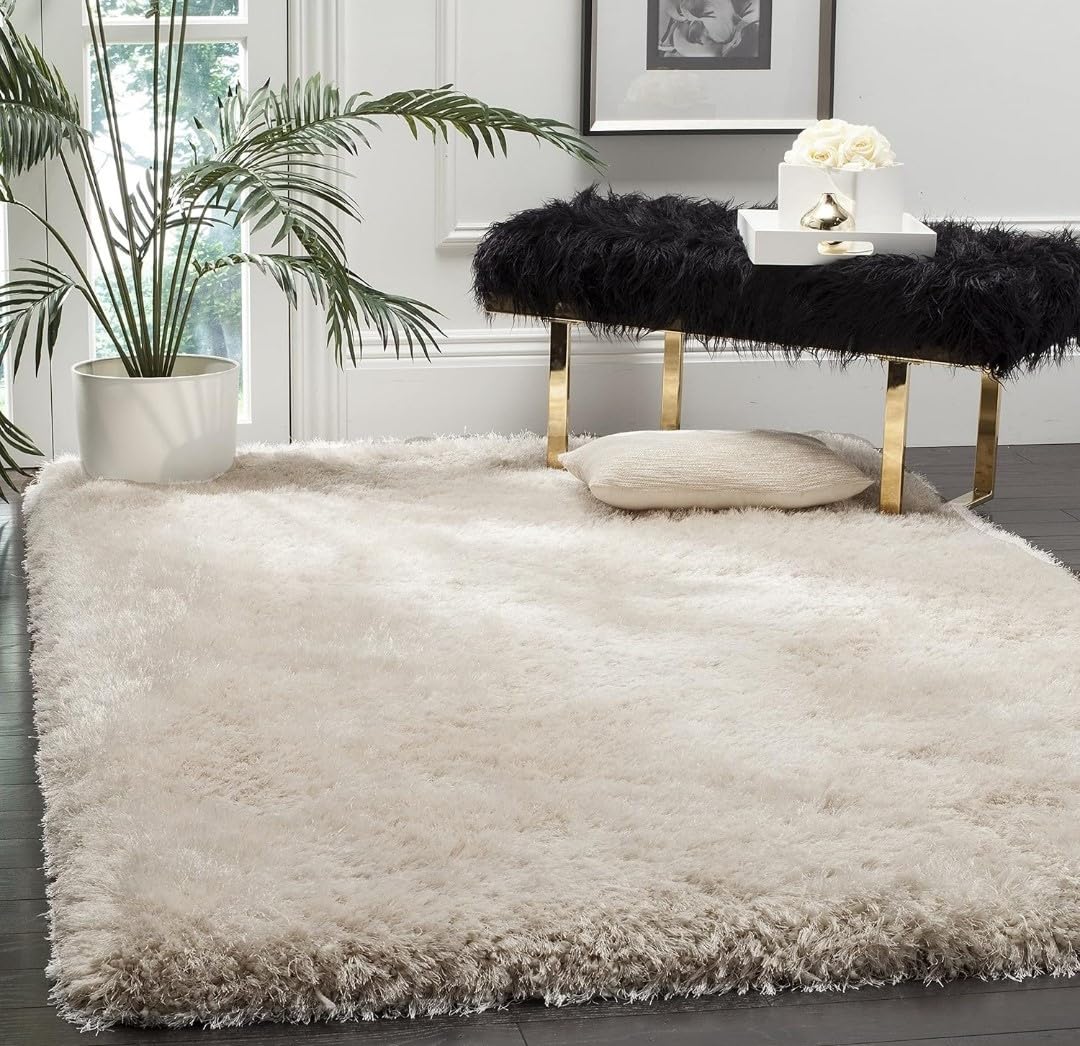 Modern Shaggy Carpet & Fluffy Soft Rug (2 Inches Thickness) for Living Room Bedroom Kids Room - Plush Thick Area Rug | Cozy Carpet - Modern Decorative Floor Mat(5X7 Feet Ivory)-image-39
