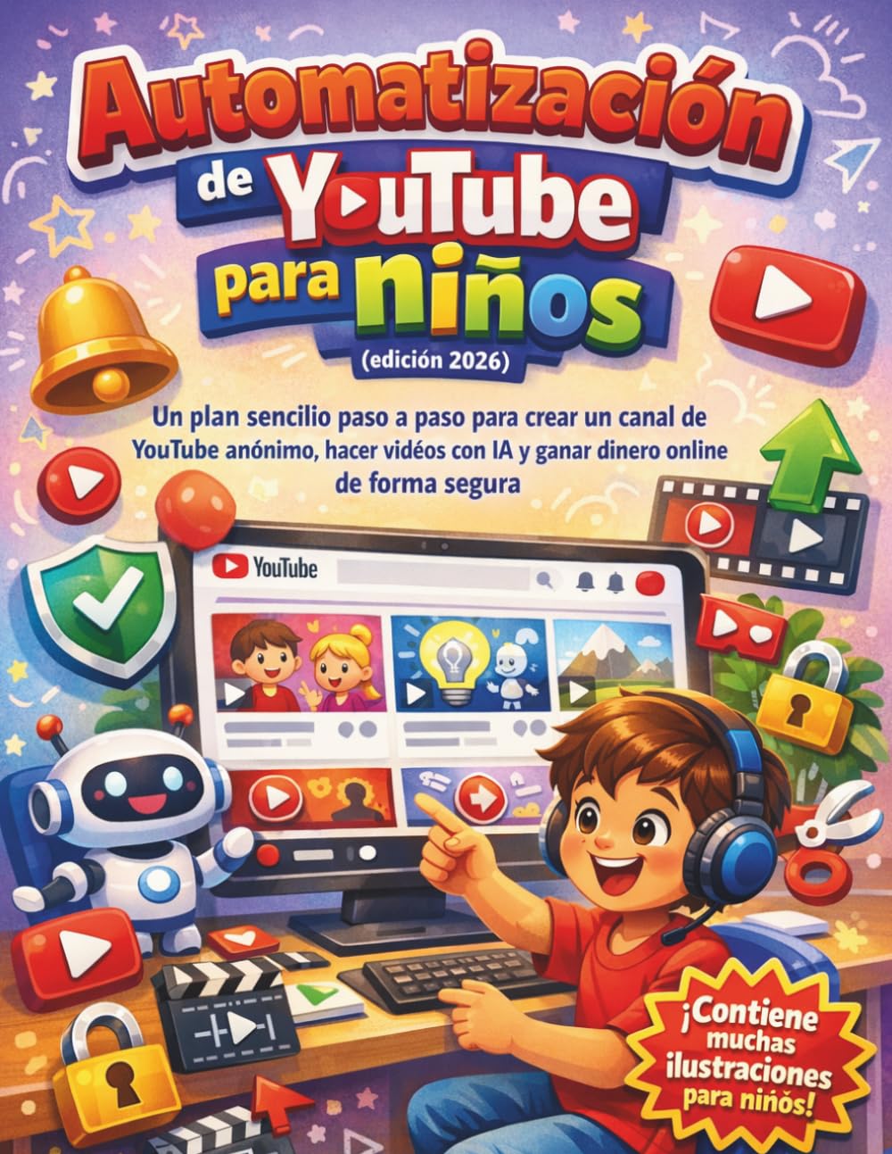 Automatización de YouTube para niños (edición 2026): Un plan sencillo paso a paso para crear un canal de YouTube anónimo, hacer vídeos con IA y ganar dinero online de forma segura