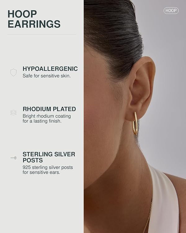 PAVOI 925 Sterling Silver Geometric Huggie Earrings for Women, White Gold by PAVOI - Used condition - Image 2