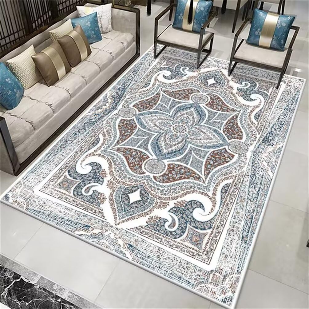 Tapis de passage bleu antidérapant 100x160cm tapis de couloir gris antitache