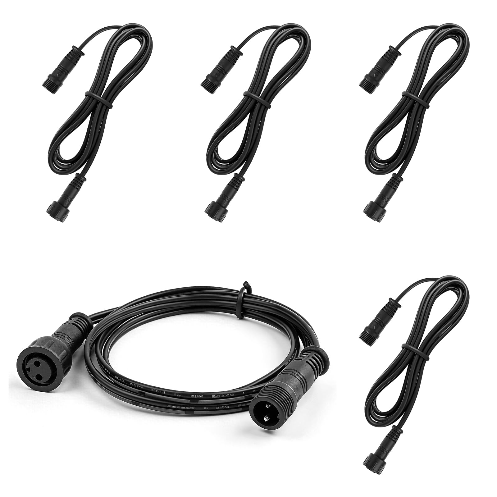 LightingWill DC Extension Cable 5 Pack, 1 m / 39.3 Inches, IP67 Waterproof 2 Pin Male to Female Cable for Compatible Low Voltage Landscape Lights