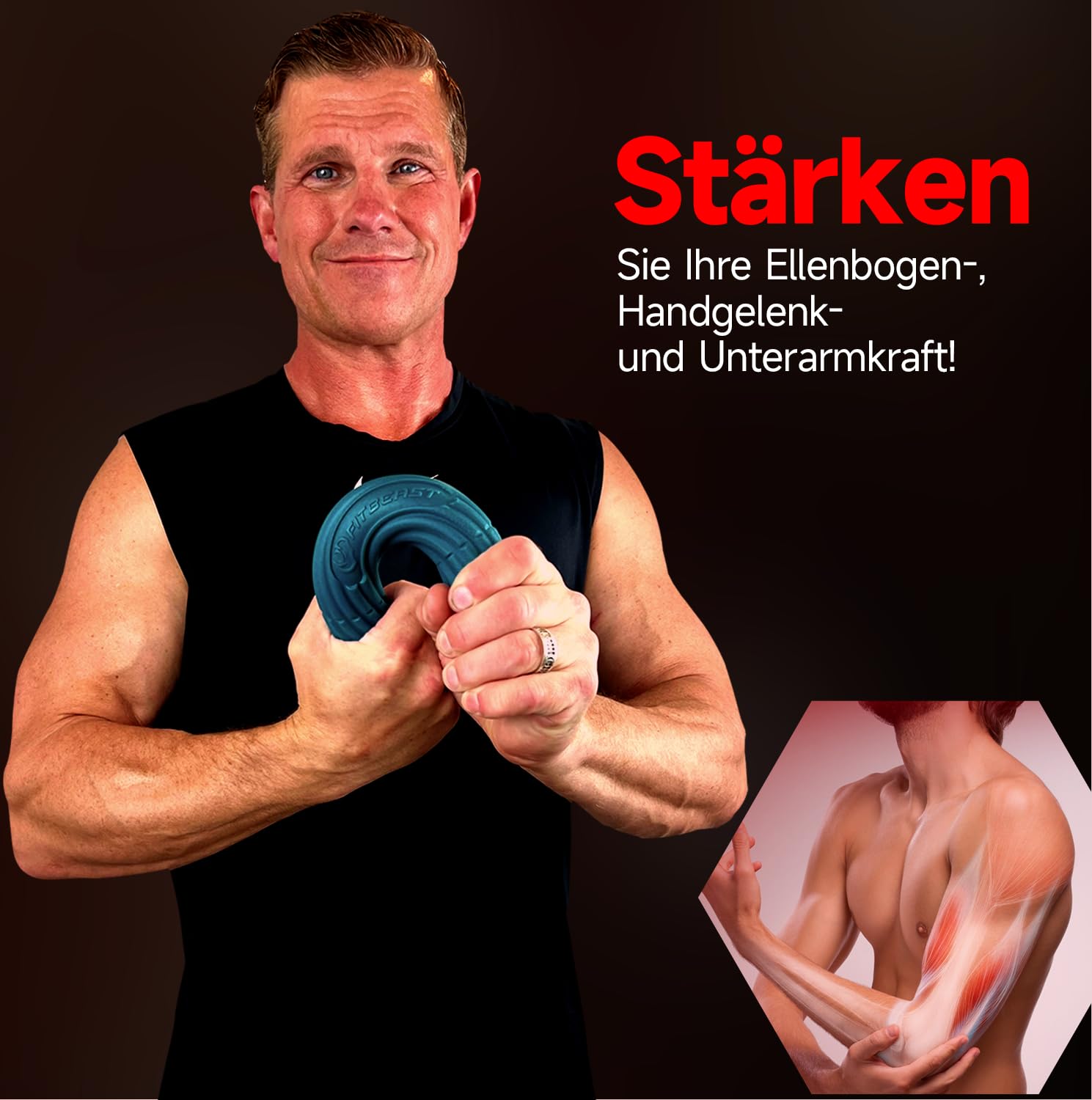 FitBeast Flex Therapy Bar, Tennisarm Therapie Bar - Ideal zur Linderung von Sehnenscheidenentzündungsschmerzen & Verbesserung der Griffkraft, Fitness Widerstandsstange für Golfer Ellenbogen