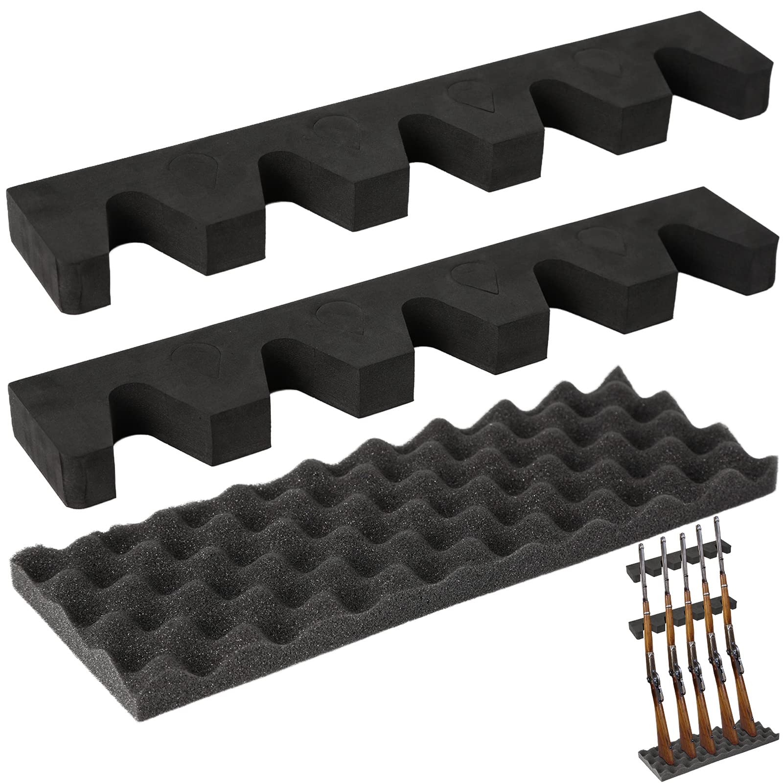 Gun Rack for Gun Storage, Gun Safe Accessory for Rifles and Shotguns, Gun Holder in Gun Cabinet, Shotgun Rifle Rest, Foam Material with Magnetic Strip and Hook Strip , Gifts for Hunters