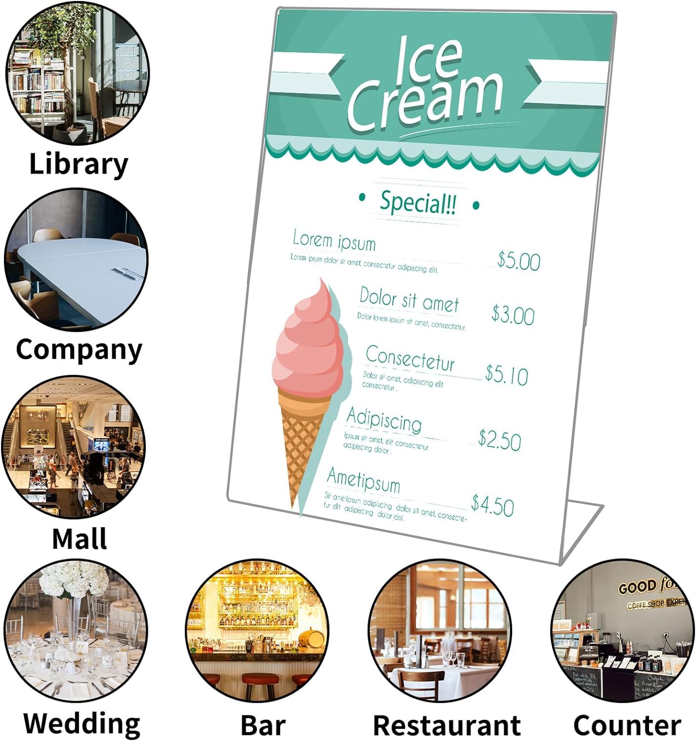 Lot de 10 Présentoirs de table A5 en L, Présentoir en Acrylique Transparent, Support Menu A5 pour Restaurant, Hôtel, Exposition, Bureau, Menus, école