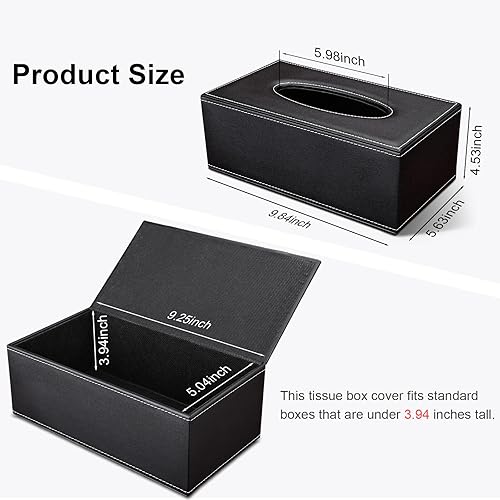 Miniatura 8 de Funda para caja de pañuelos, soporte rectangular para caja de pañuelos de piel sintética, para Kleenex, servilleta, soporte rectangular para
