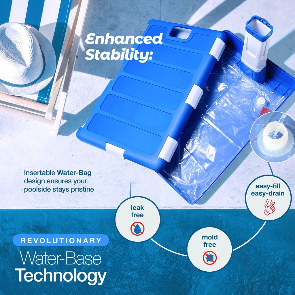 Play22 Swimming Pool Basketball Hoop - 4 Adjustable Height - Revolutionary Base and Storage System, Large Backboard 33"x 54", Pool Toys Basketball Game, Includes 2 Balls and Pump