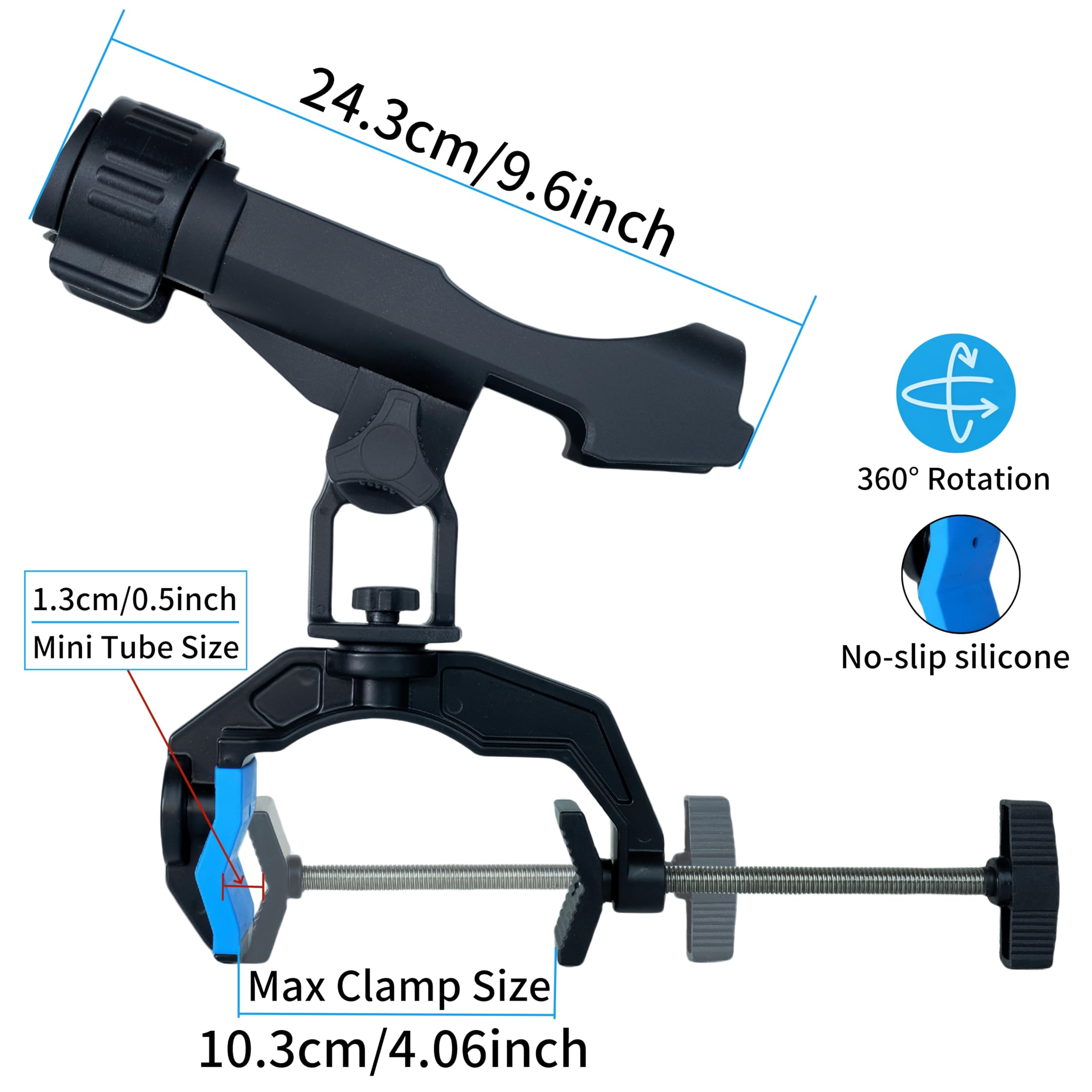 Supporti per canna da pesca per barca, supporto per canna da pesca aggiornato con morsetto allargato, design innovativo a forma di doppia V, adatto per pesca a tubo rotondo/quadrato, regalo per la