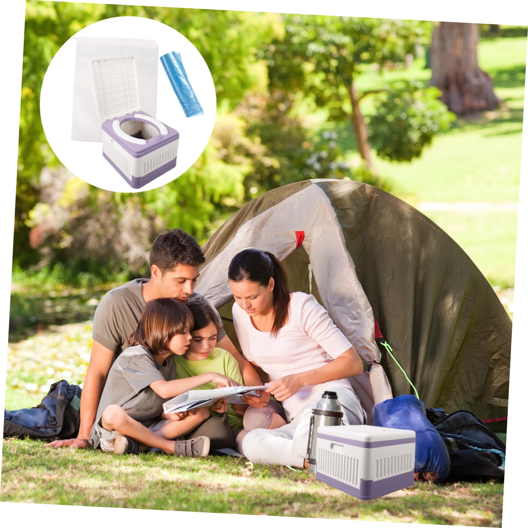 Orinal Plegable Portátil para Adultos y Niños, Asiento de Inodoro Compacto Cojín de PVC, Material Duradero para Camping, Viajes y Actividades al Aire Libre, Orinal de Emergencia