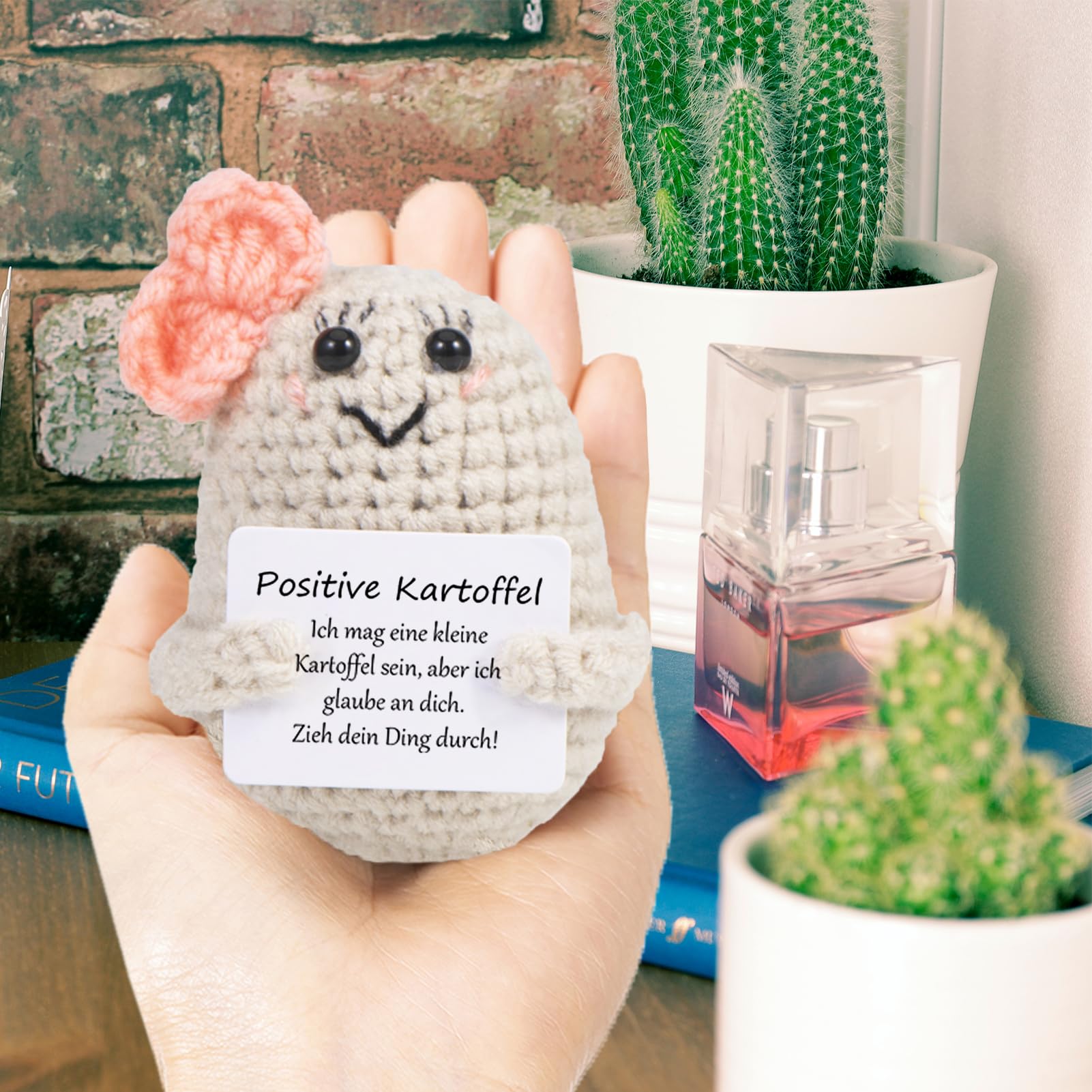 XBOCMY Pocket Hug Patate positive, bambola creativa in lana di patate con carta energetica positiva, regalo per la migliore amica per la fidanzata, piccoli regali per le donne