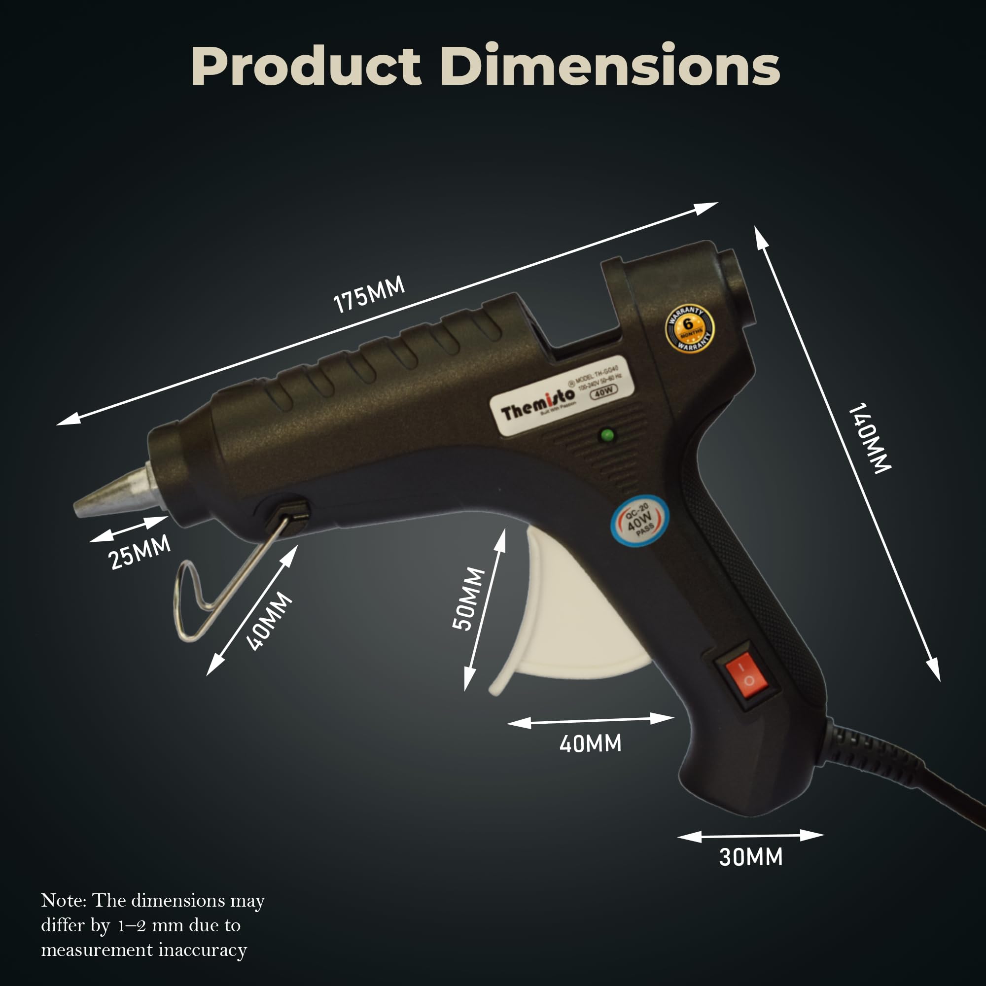 THEMISTO - built with passion Glue Gun With Glue Sticks 40W Hot Melt With Anti Drip For Arts And Crafts,Diy Projects|Leak Proof Glue Gun With Strong Gumming Glue Sticks(10 Pc Glue Sticks,Black) 4