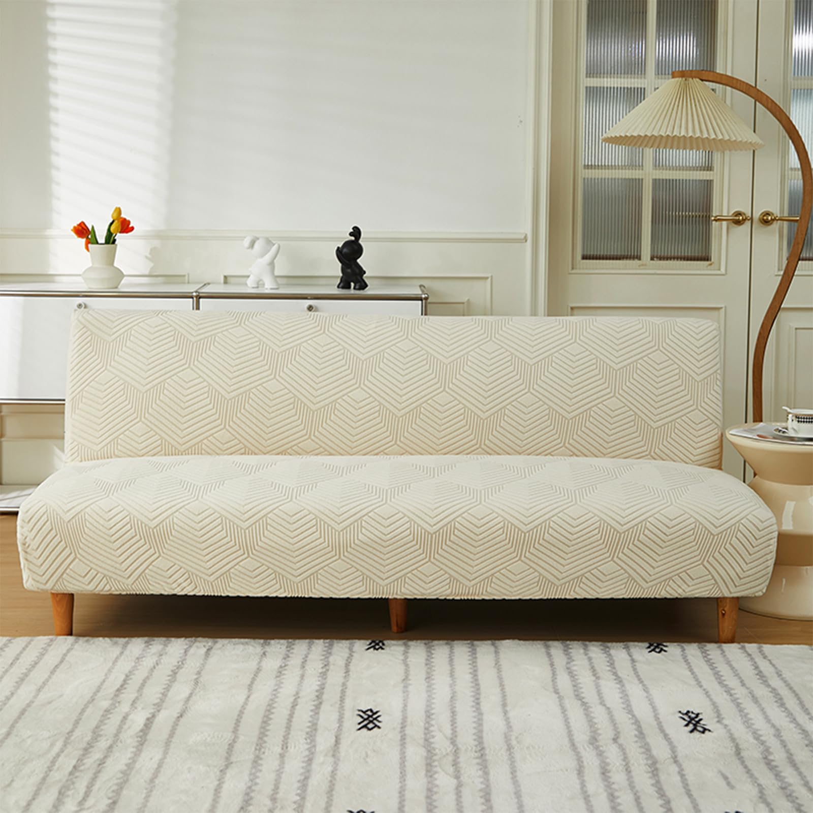 Housse de futon extensible en jacquard pour sublimer le canapé de votre salon ou salle à manger