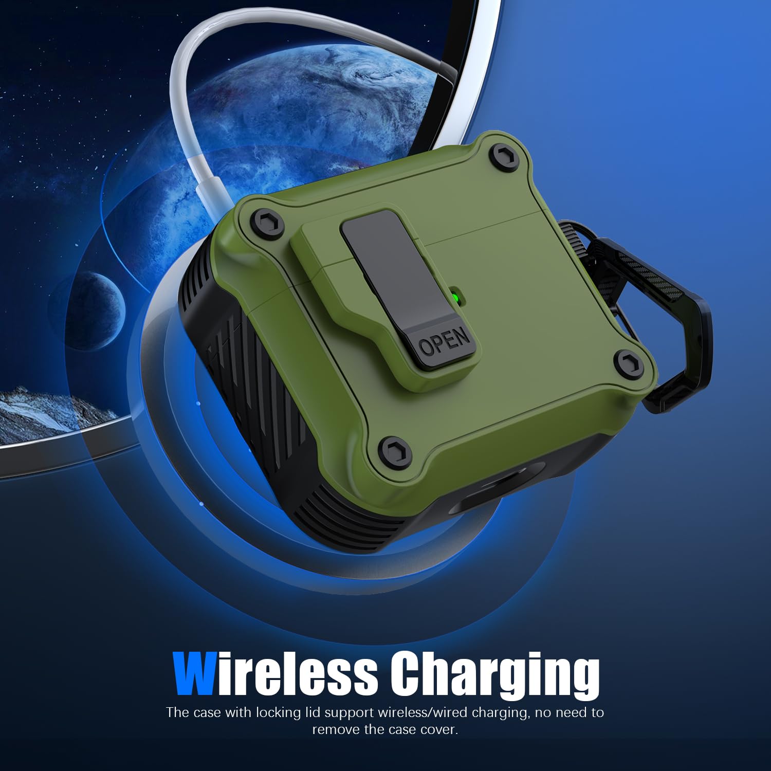 RFUNGUANGO Armor series Compatible with AirPods 3 Case with Secure Lock Clip, Full Body Shockproof Hard Shell Protective - Image 3