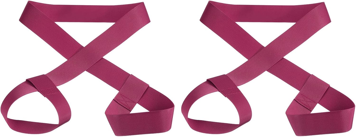 PATIKIL 126cmx3.8cm Roller Skate Leash, 2 Pack Adjustable Ski Boots Carrier Strap for Ski Boots, Roller Skates, Snowboard Boots, Yoga Mats, Dark Red