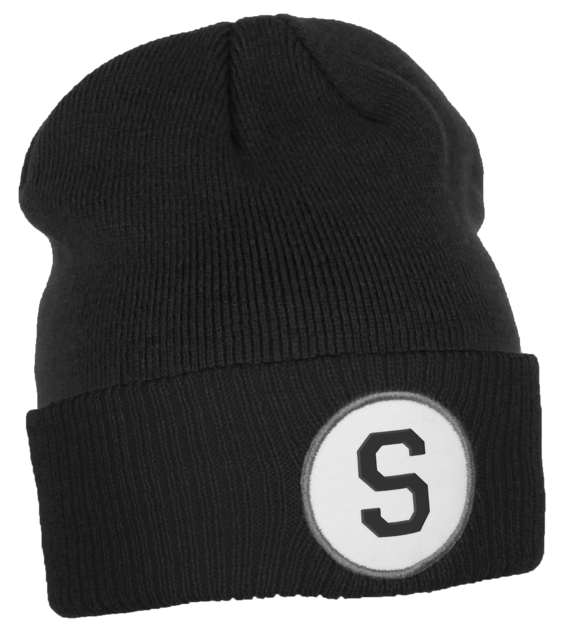 Daxton Custom A to Z Initial Letters Cuff Black Hat Beanie Warm Knit Skull Cap