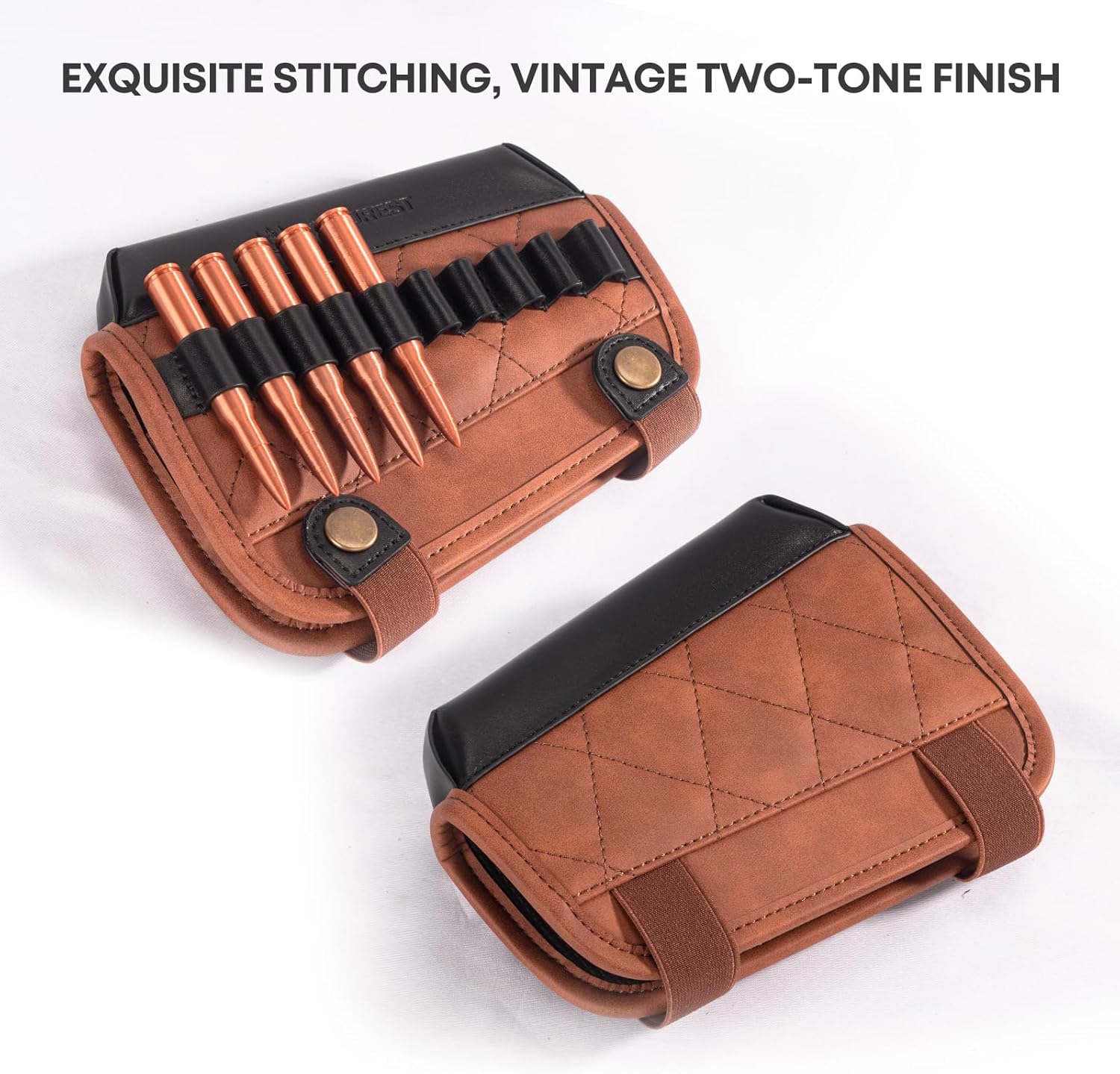 Hunting Buttstock Ammo Cartridge Leather Holder, Rifle Shooting Cheek Rest Riser Pad