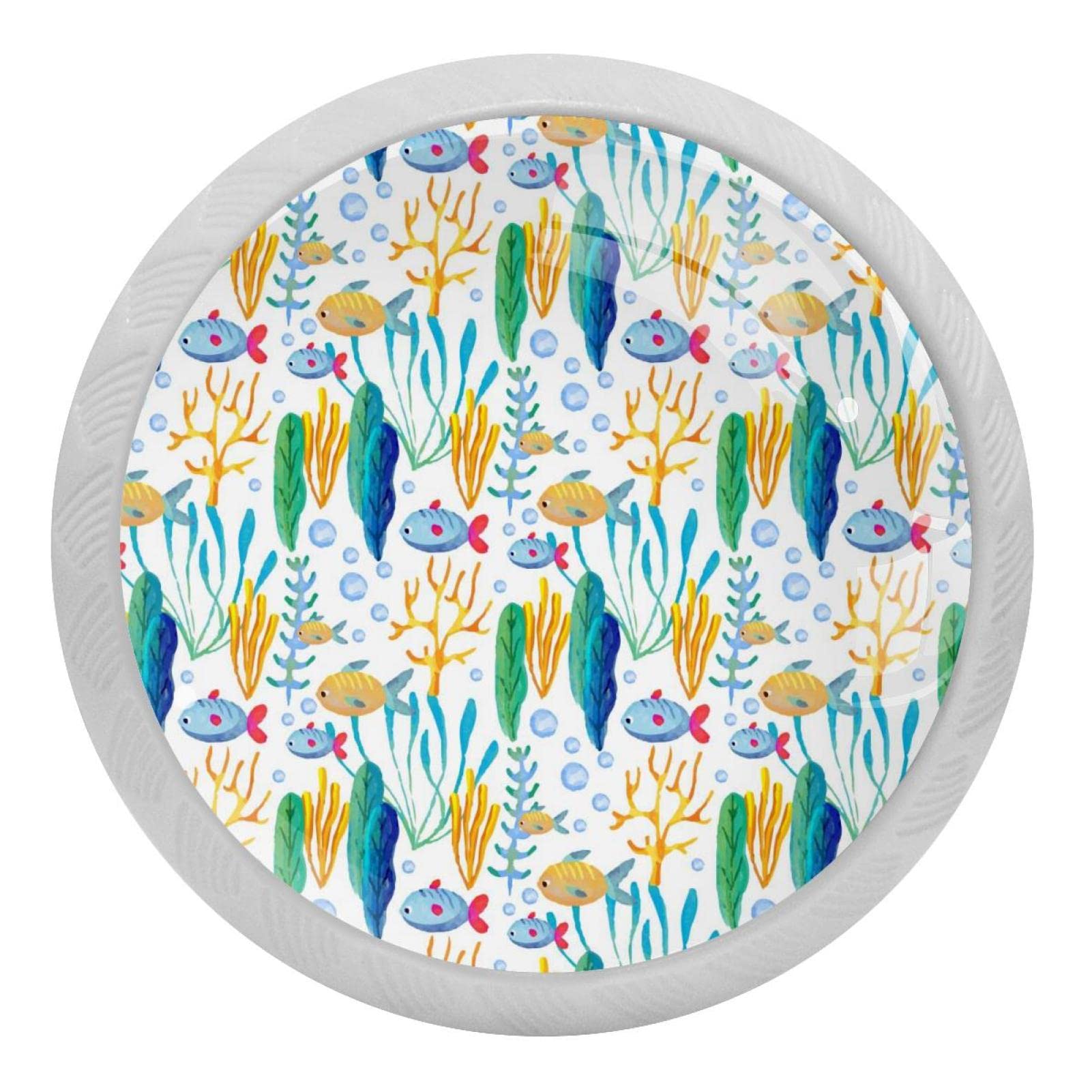 Boutons de placard de cuisine en verre poisson corail chic et design lumineux