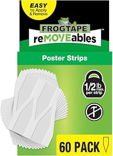 FrogTape reMOVEables Poster Strips, Damage Free Hanging, White, 60 Pack