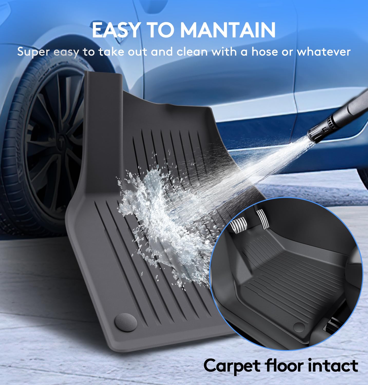 Wekar Floor Mats Fits for Tesla Model Y 5-Seat 2024-2020 - Custom Fit All Weather Front Rear Row — view 5