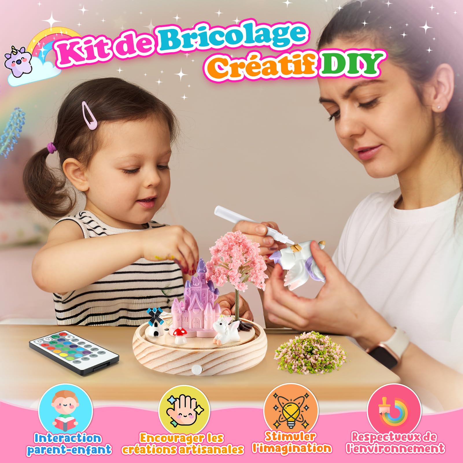 Dislocati Veilleuse Créative pour Enfants, 16 Couleurs + 4 Modes D'éclairage, Cadeau Licorne pour Les Filles de 3 à 10 Ans