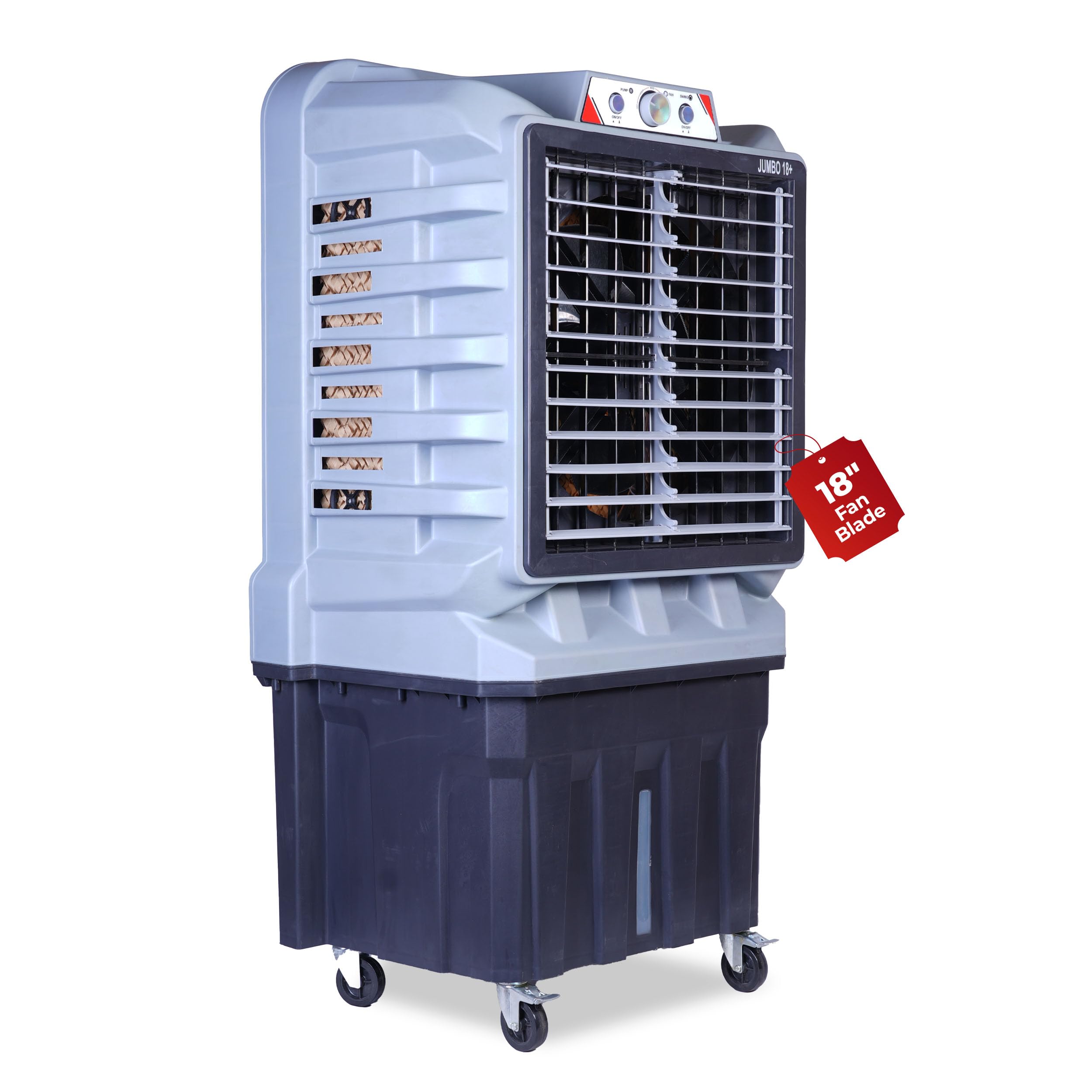 HAVAI Jumbo 18+ Desert Cooler | 150L | 18-Inch Fan | Heavy-Duty 41mm Motor | 3-Side Honeycomb Pads | Auto Swing | Castor Wheels | 230V, 110W | White & Grey-image-22