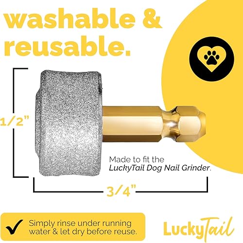 Miniatura 7 de LuckyTail - Molinillo de uñas para perro, cabezal de repuesto regular, extra duro y súper suave, perros pequeños y grandes, calidad premium, broca