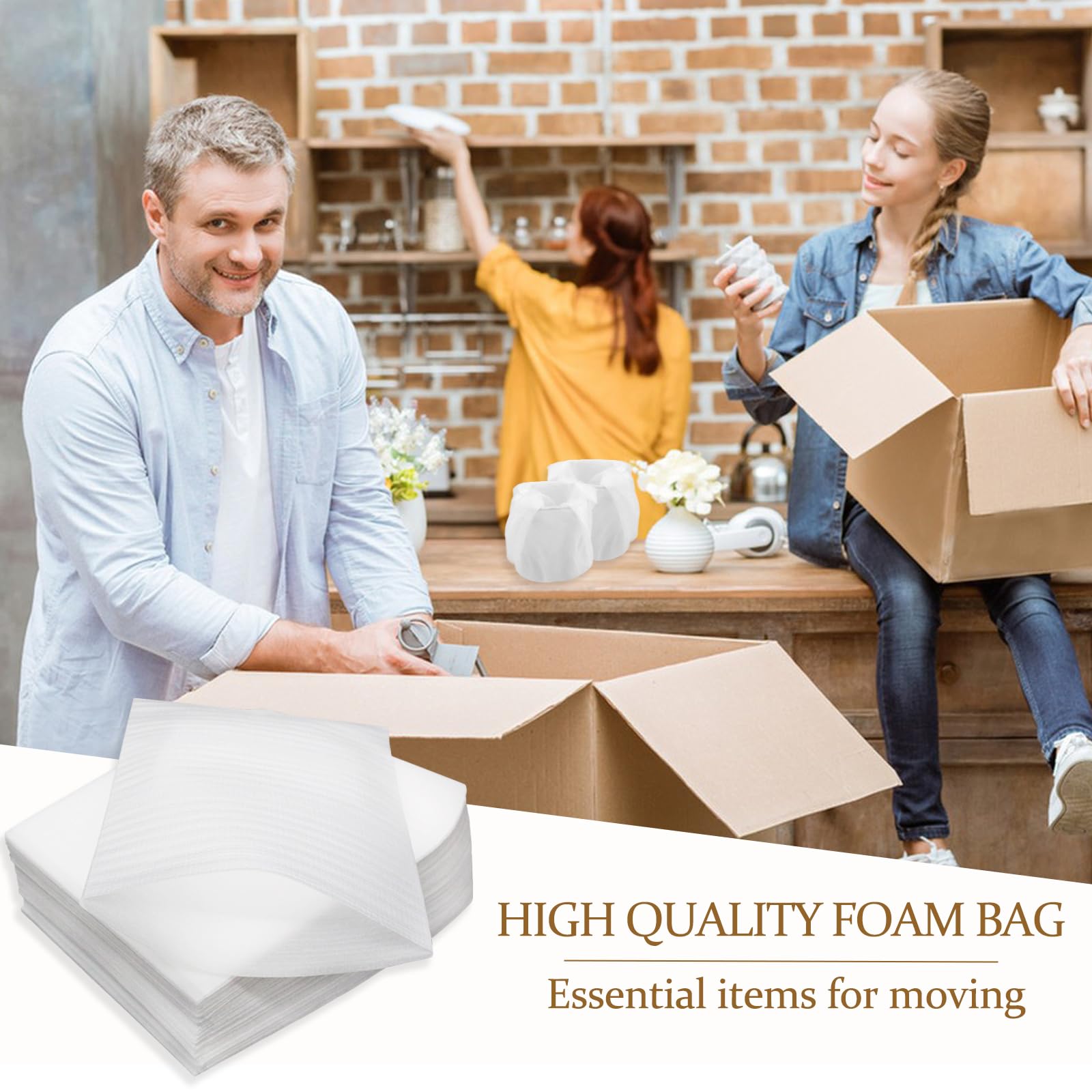 100 Pezzi Fogli Schiuma, 12'' x 12'' Fogli in Schiuma per Imballaggio Piatti e Bcchieri, Packing Material Mobile per Trasloco e Spedizione di Oggetti Fragili