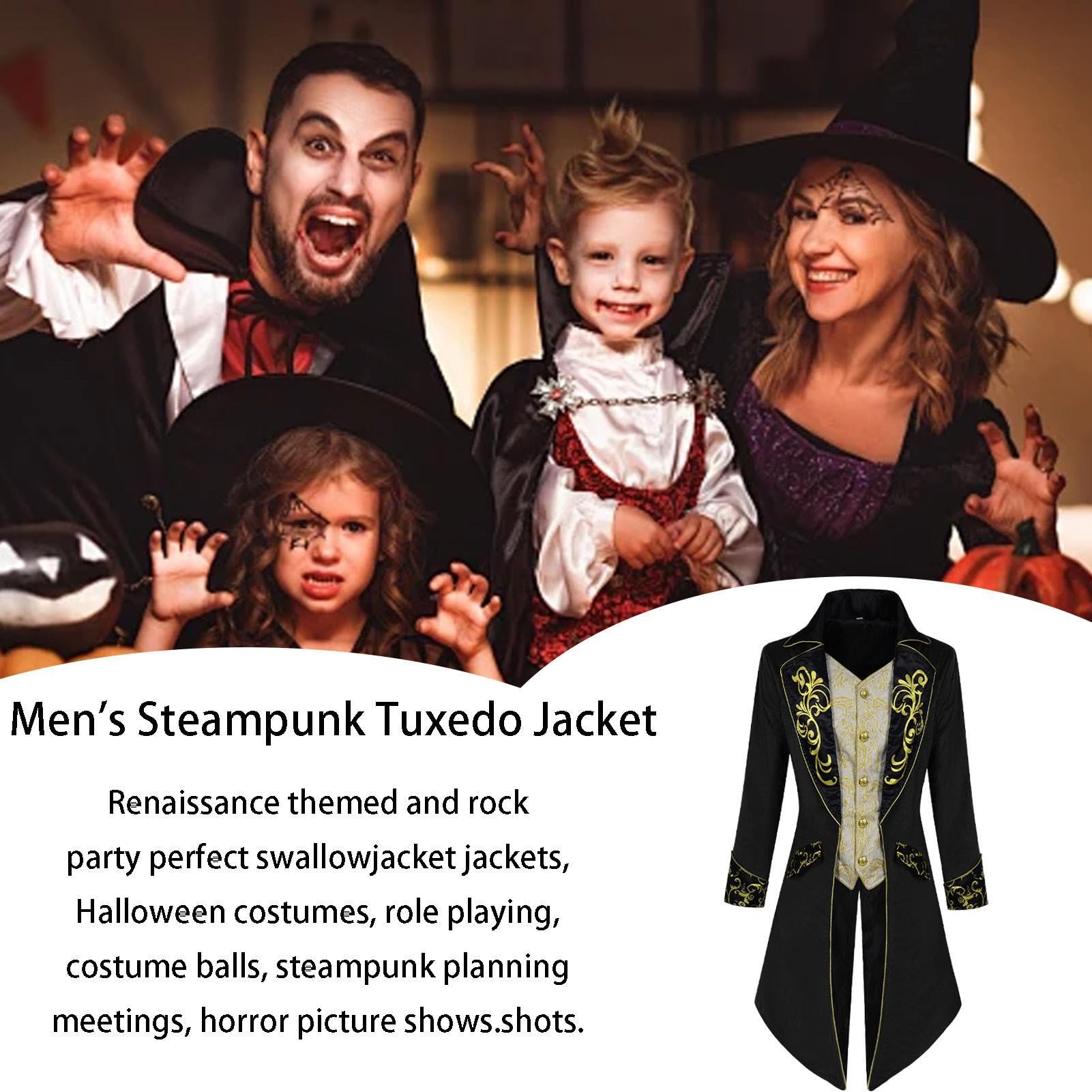 Męska Kurtka w Steampunk Gotycki Średniowieczny Halloween Wiktoriański | Wiktoriański Męski Kostium Płaszcz Wampira na Ślub Sesję Zdjęciową Paradę Role Play Festiwal Urodziny Święto i Impr