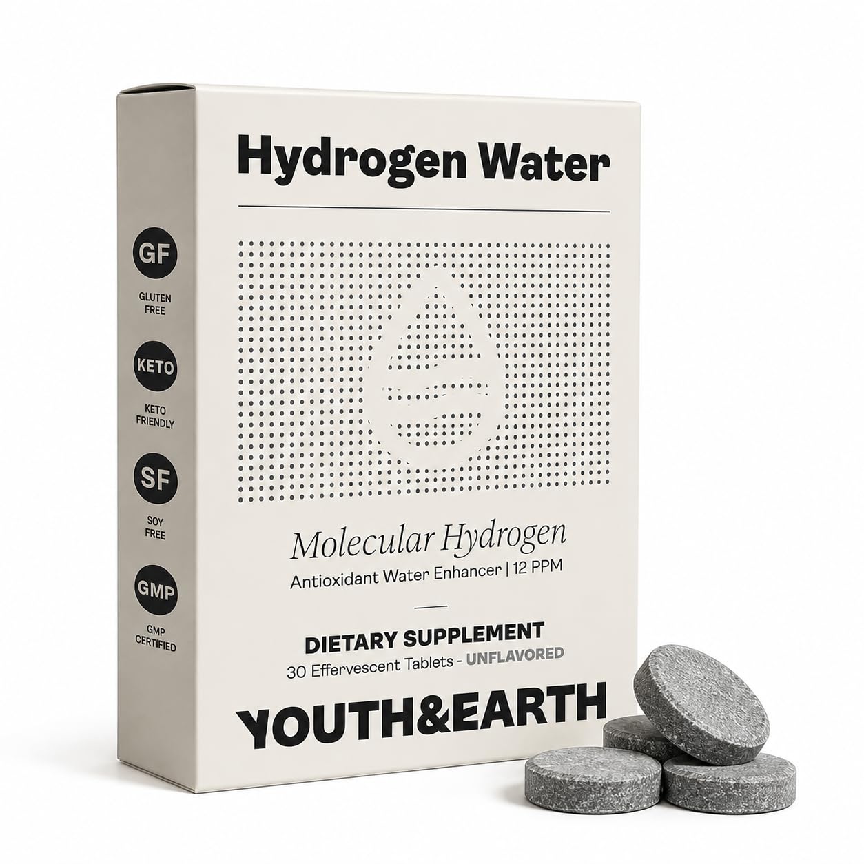 Youth & Earth Molecular Hydrogen H2 Water Tablets, 30 Count
