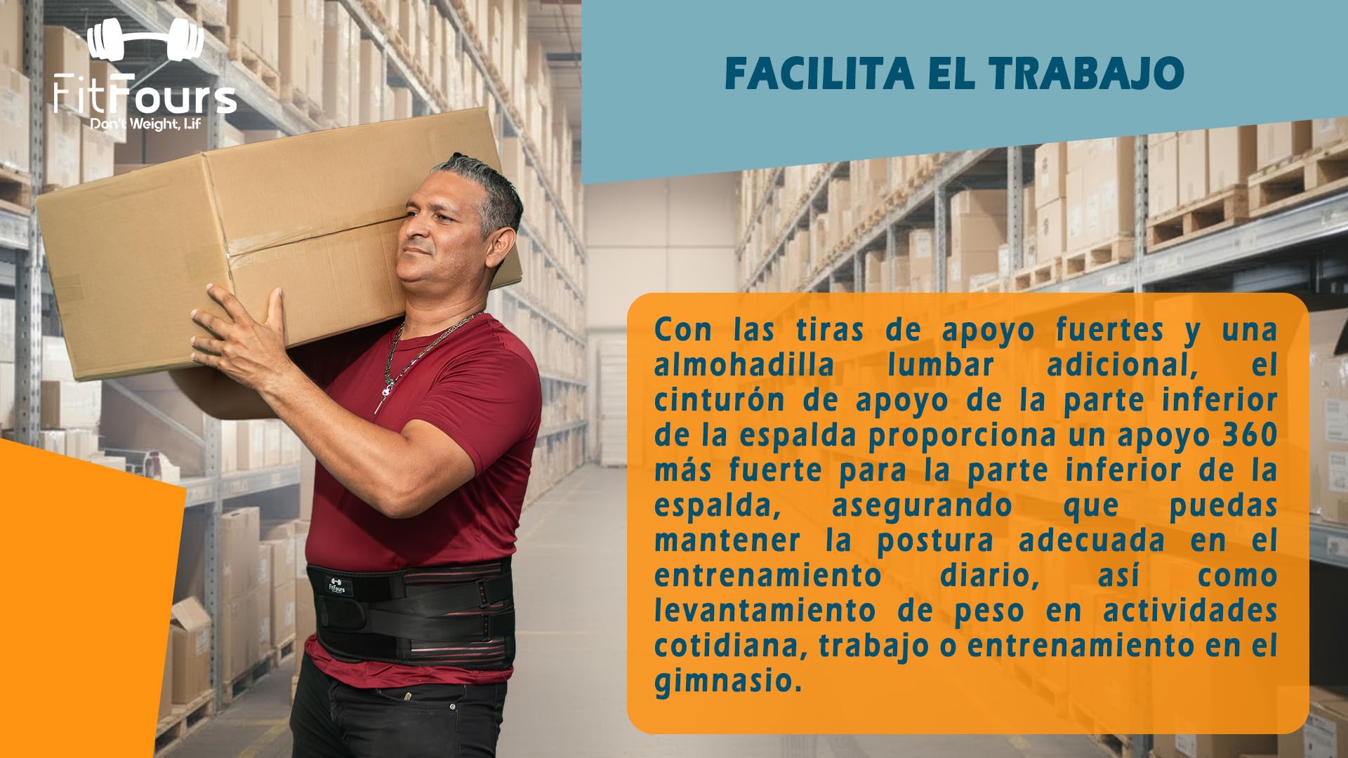 FitFours Fajas Lumbar – M – Faja lumbar hombre y faja lumbar hombre mujer con diseño ergonómico, compresión personalizada y tejido respirable, incluye refuerzo lumbar acolchado adicional (M)