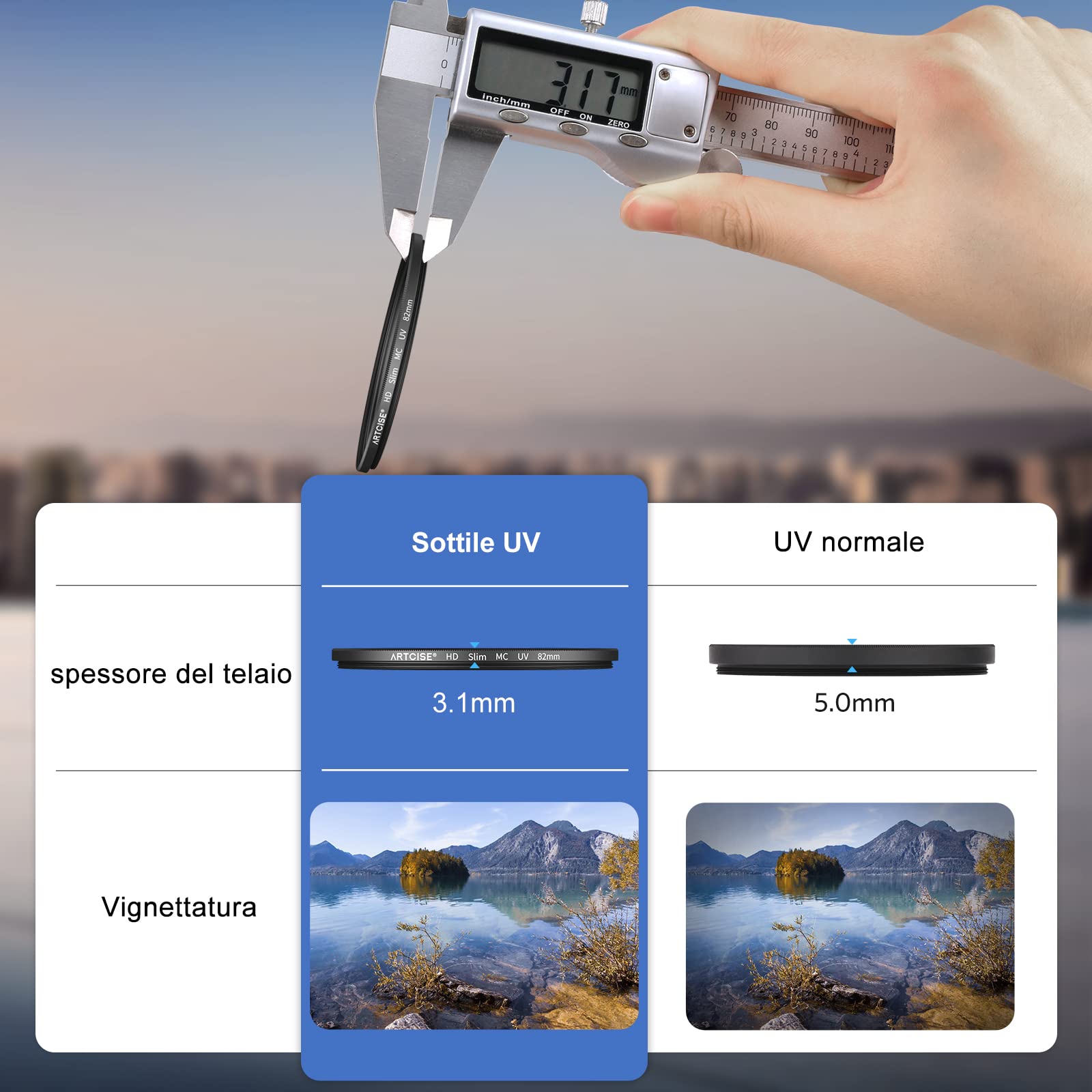 Filtro UV ARTCISE 40.5 Mm - Vetro Ottico HD, 16 Strati, Impermeabile Per Fotocamere - Foto 5