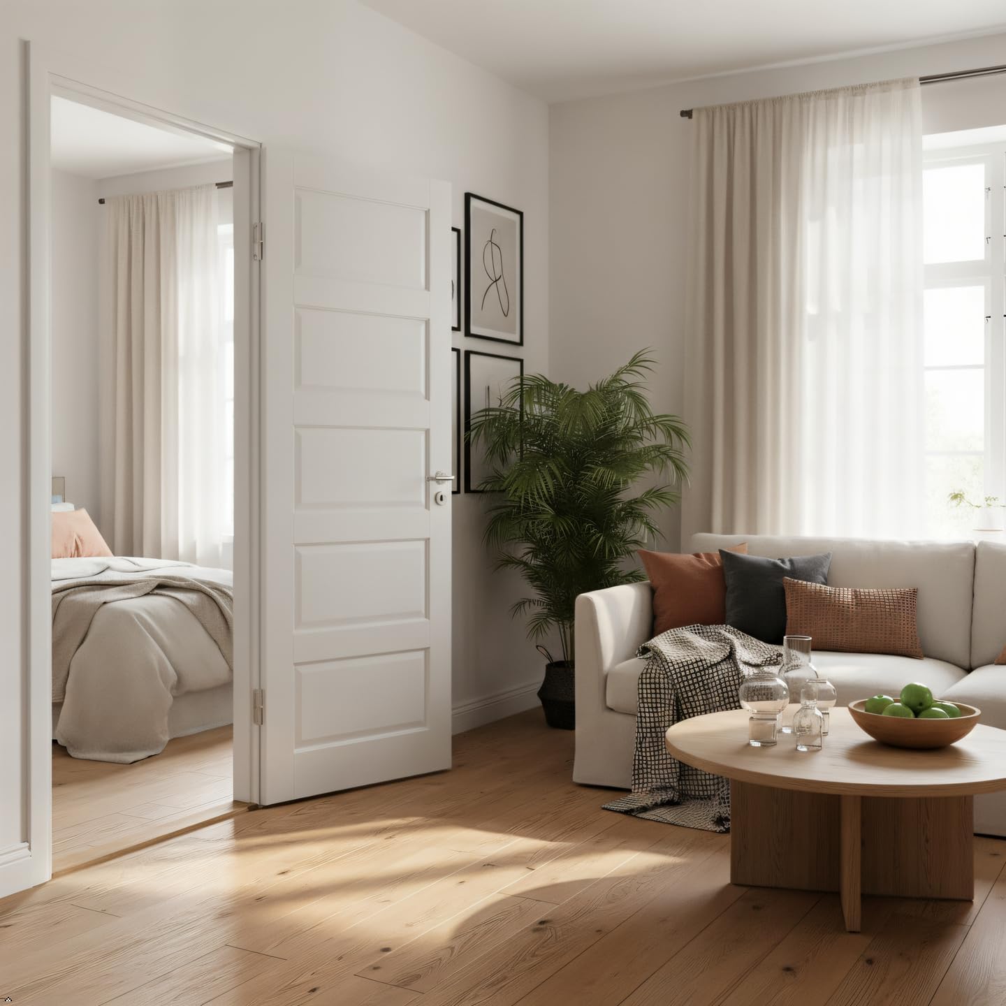 5-Panel Solid Wood Slab Door, 30" x 80" French Interior Door, Waterproof MDF for Bedroom/Storage Room/Bedroom/Closet,DIY Color, Easy to Install