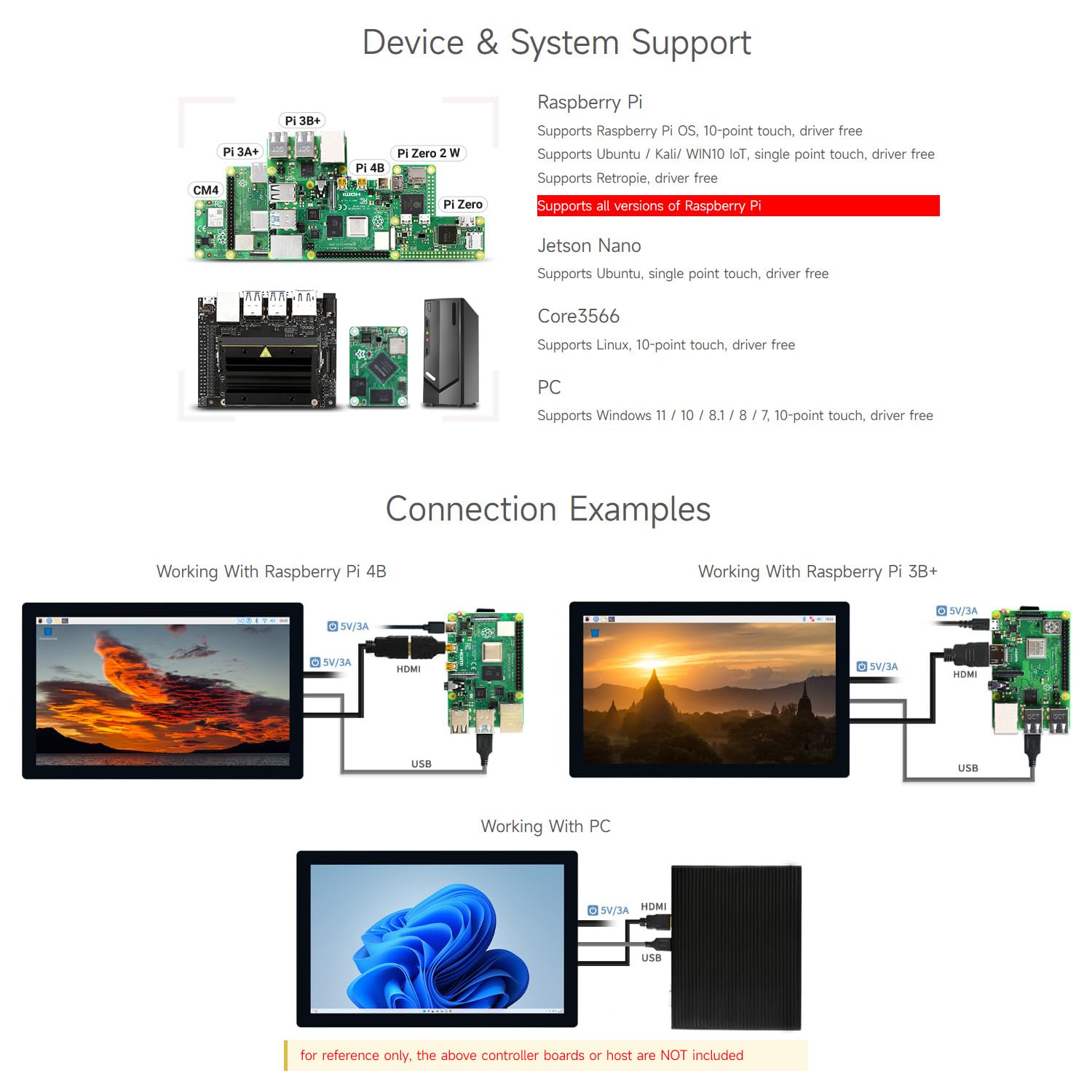 Waveshare 9inch Control Panel,Compatible with Raspberry Pi/Jetson Nano,QLED Quantum Dot Display, 1280×720, Toughened Glass Panel, HDMI Interface, Wide Color Gamut,Up to 10-Point Touch