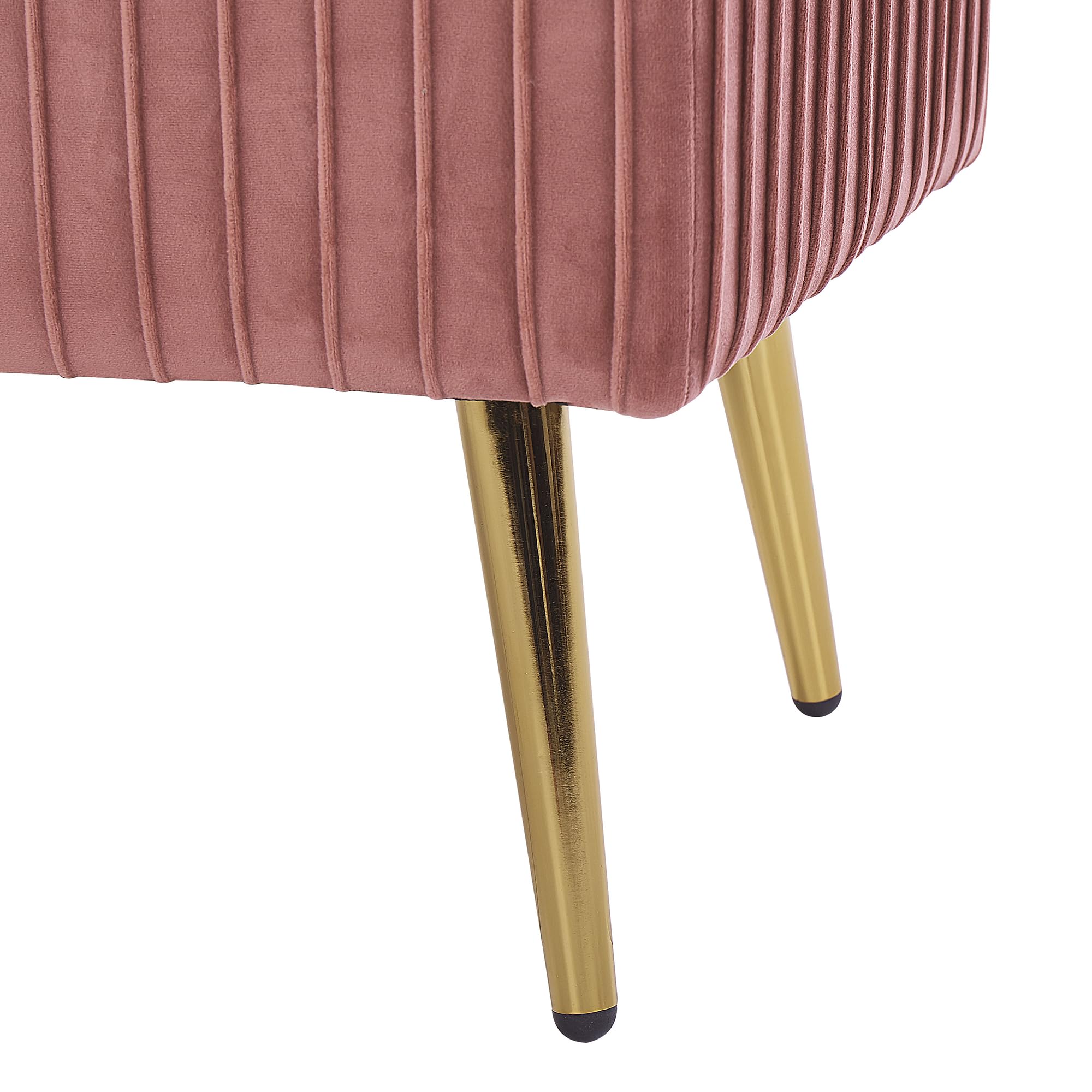 Beliani Banquette d'Intérieur Glamour Pieds en Métal Dorés en Velours Rose Paterson