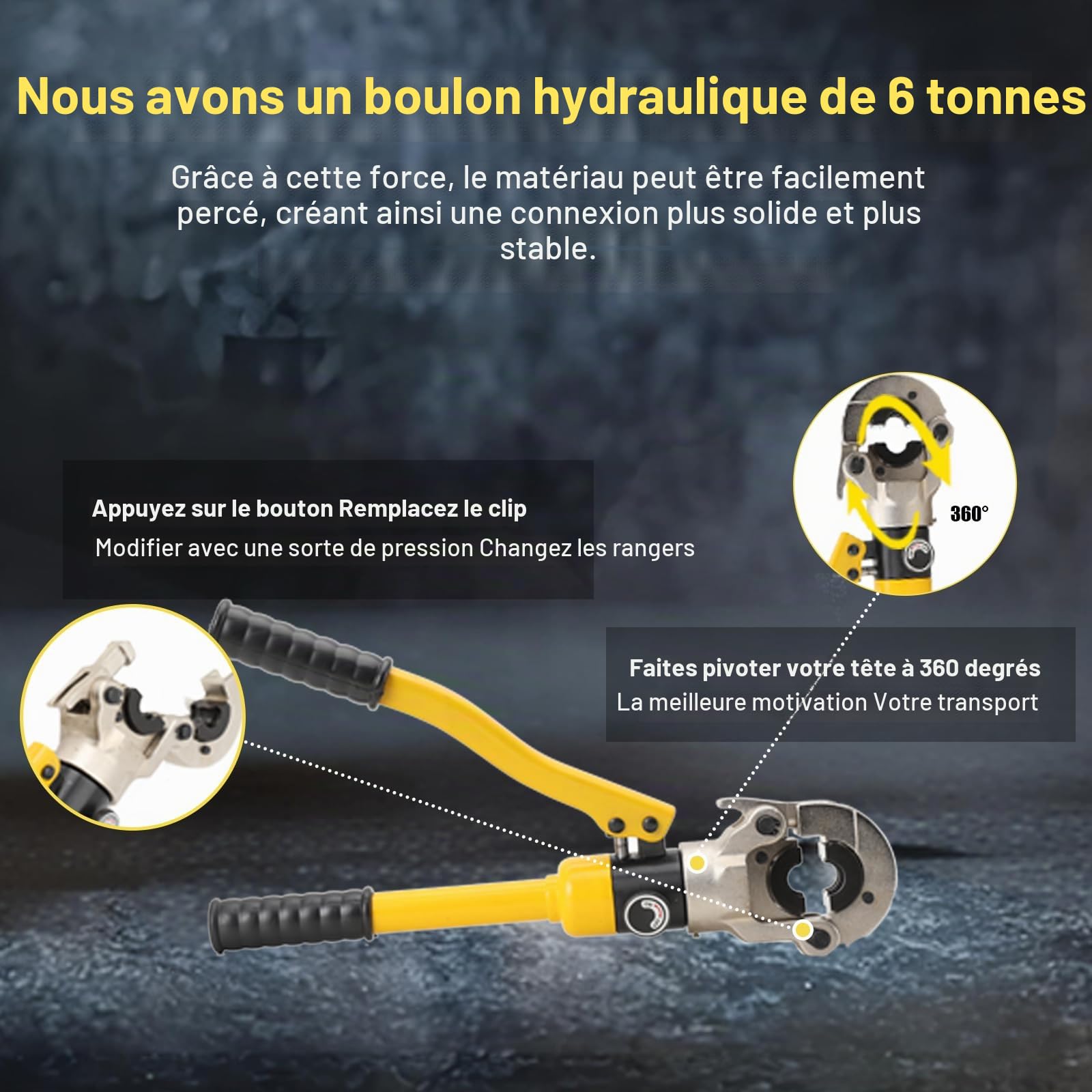 Pince à Sertir Hydraulique 6 T, avec 4 Matrices TH (16 20 25 32 mm)