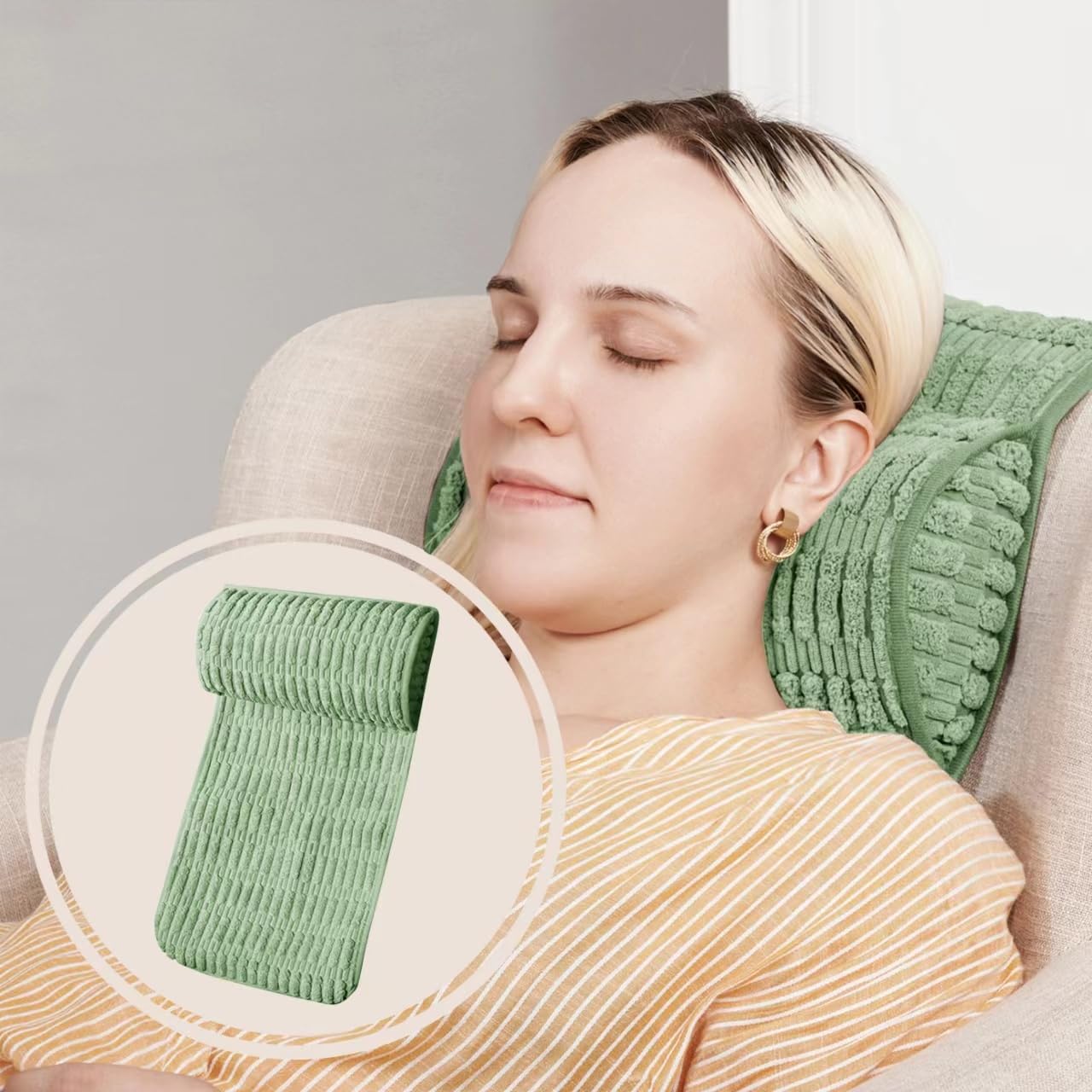 WdFour Headrest Pillow,Memory Pillow,Neck Pillow,Support Cushions for Back or Foot for Sofas, Recliners, Office Chairs, Massage Chairs.(Green, 13" Wx2.7 D)