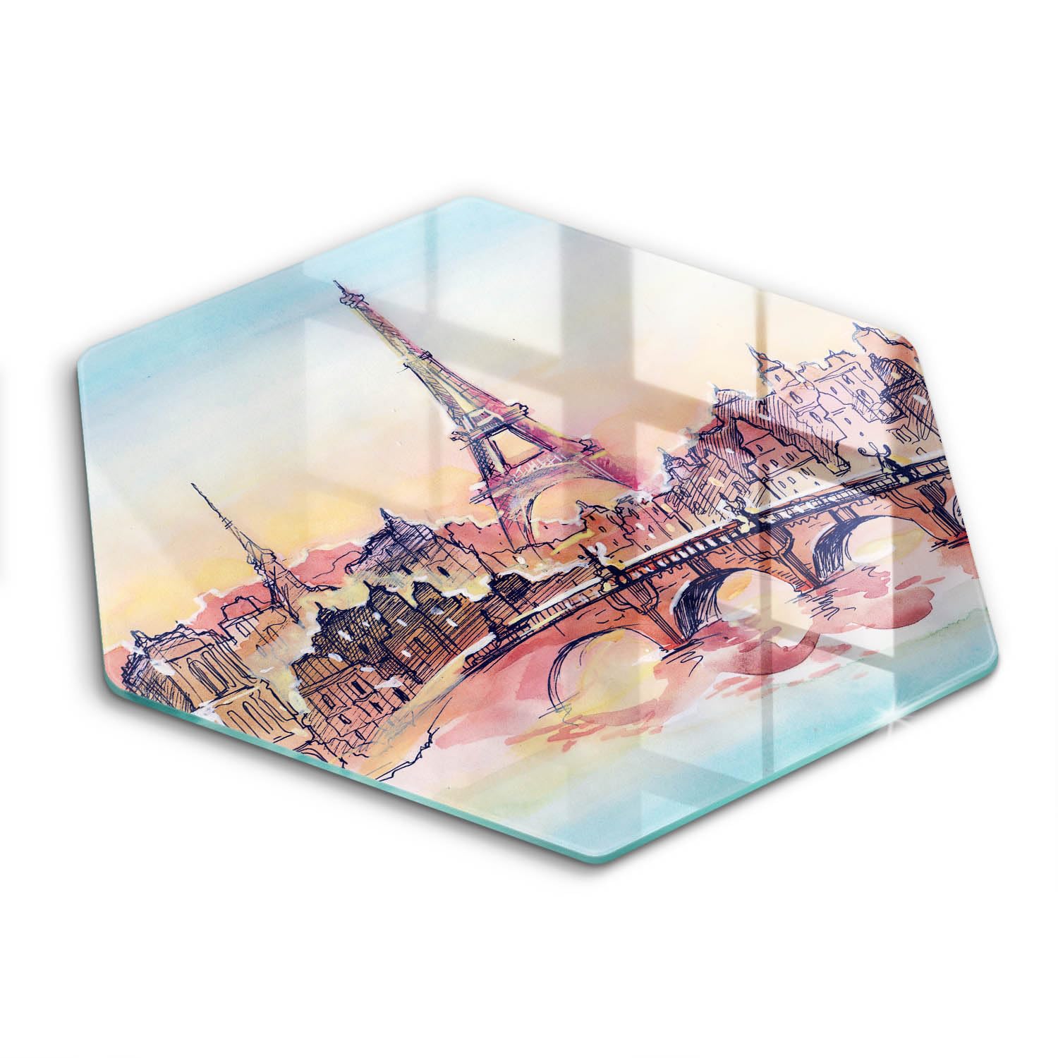 Plaque protection induction 40cm hexagonale Tour Eiffel Paris