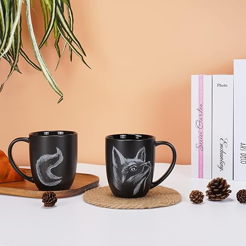 Miniatura 6 de Taza de café de cerámica con diseño de zorro de 14 onzas, taza de té para amantes de los zorros, personalizada, Navidad, inauguración de la casa,