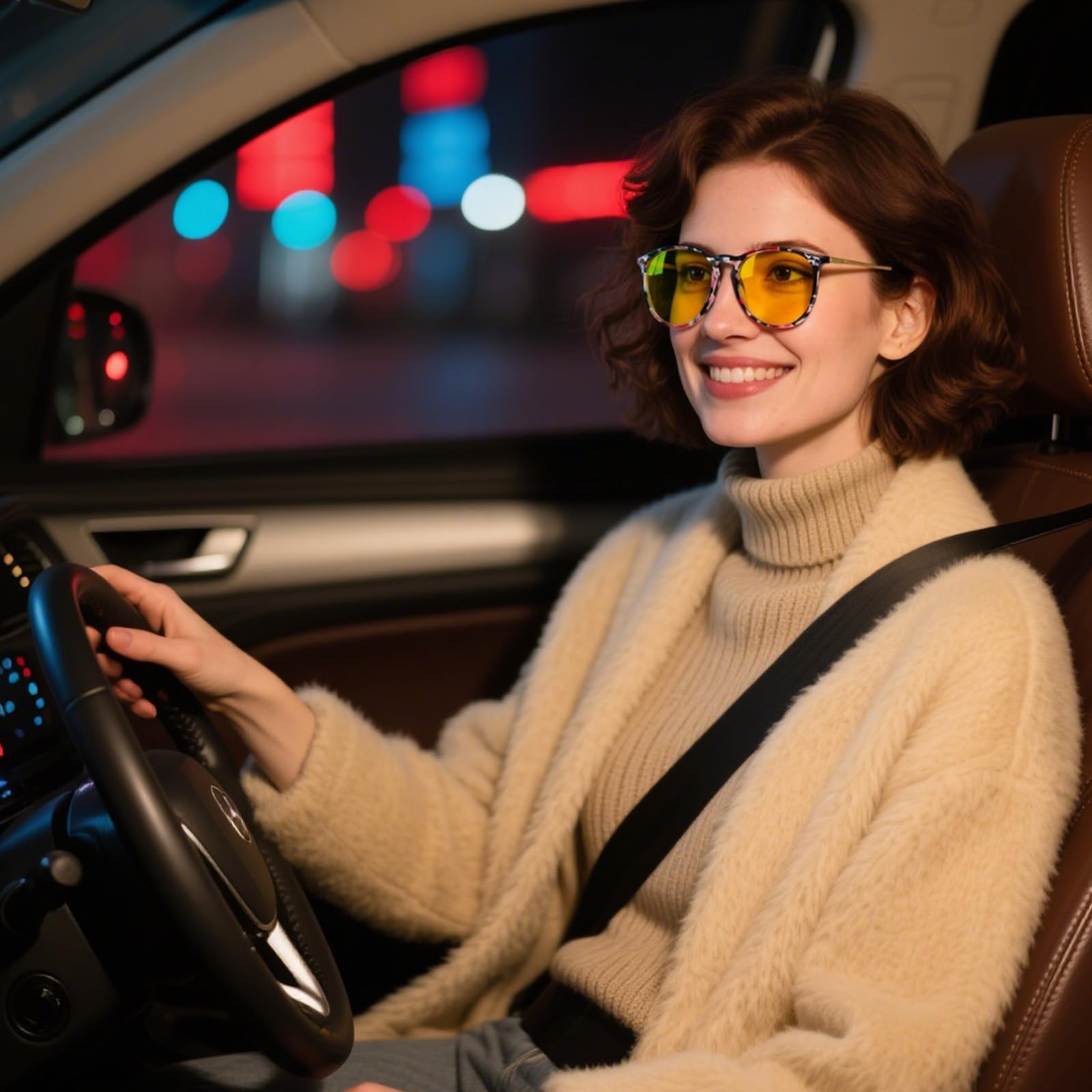 Nachtsichtbrille für Damen - Nachtfahrbrille für Autofahrer Autofahren Nacht gelbe Brille