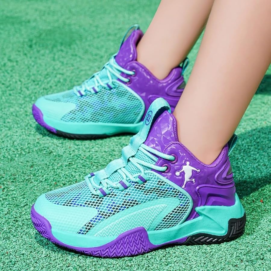 バスケットボールシューズ ベージュ/パープル/グリーン Amazon | [VimLex] バスケットボールシューズ ジュニア バッシュ