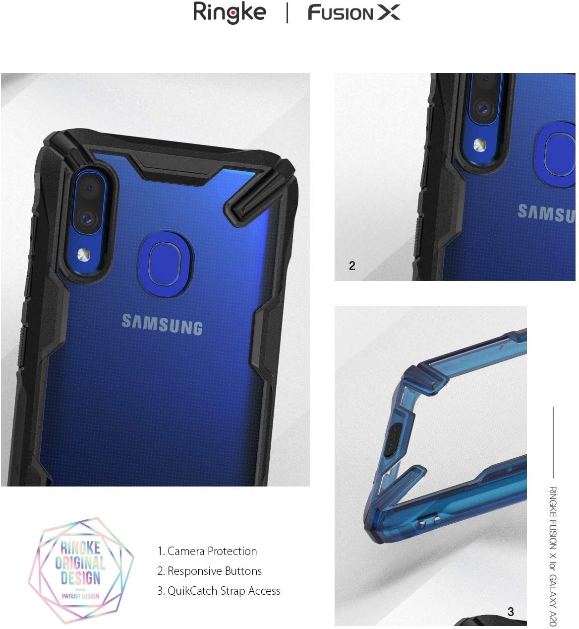 Ringke Fusion X Designed for Galaxy A20 Case Compatible with Galaxy A30 Protection Shock Absorption Technology Cover (6.4") - Space Blue