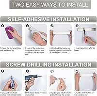 Vista 21 de Ninonly 16 Inch Magnetic Knife Strip, Premium Stainless Steel Wall Mounted Kitchen Knives Bar,Space-Saving Powerful No Drilling Magnetic Knife Rack