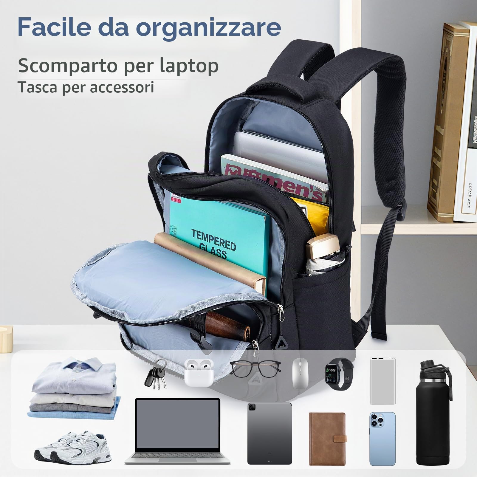 YOODI British Airways 40x30x15 Zaino da Viaggio Aereo Bagaglio a Mano Impermeabile Zaino Scuola Zaino Porta PC 14 Pollici Cabin Bag Travel Backpack per Donna Uomo Lavoro Università