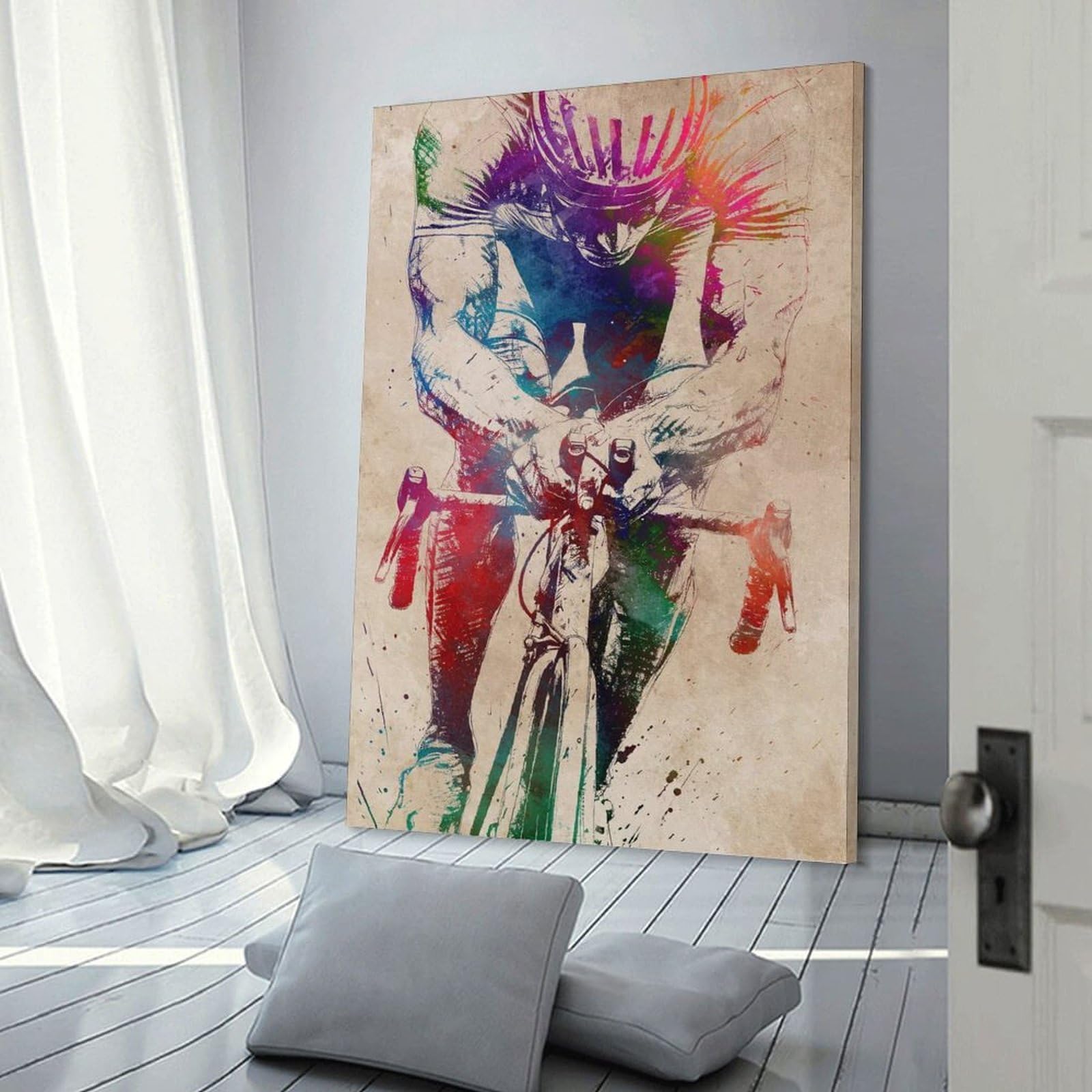 Junmoney Frame-Style-16 Cycling Sport Art 6 Canvas Wall Art, 08X12inch(20X30cm), For Bedroom, Guest Room Or Reading Nook, Decorative Wall Art For Cosy Rooms