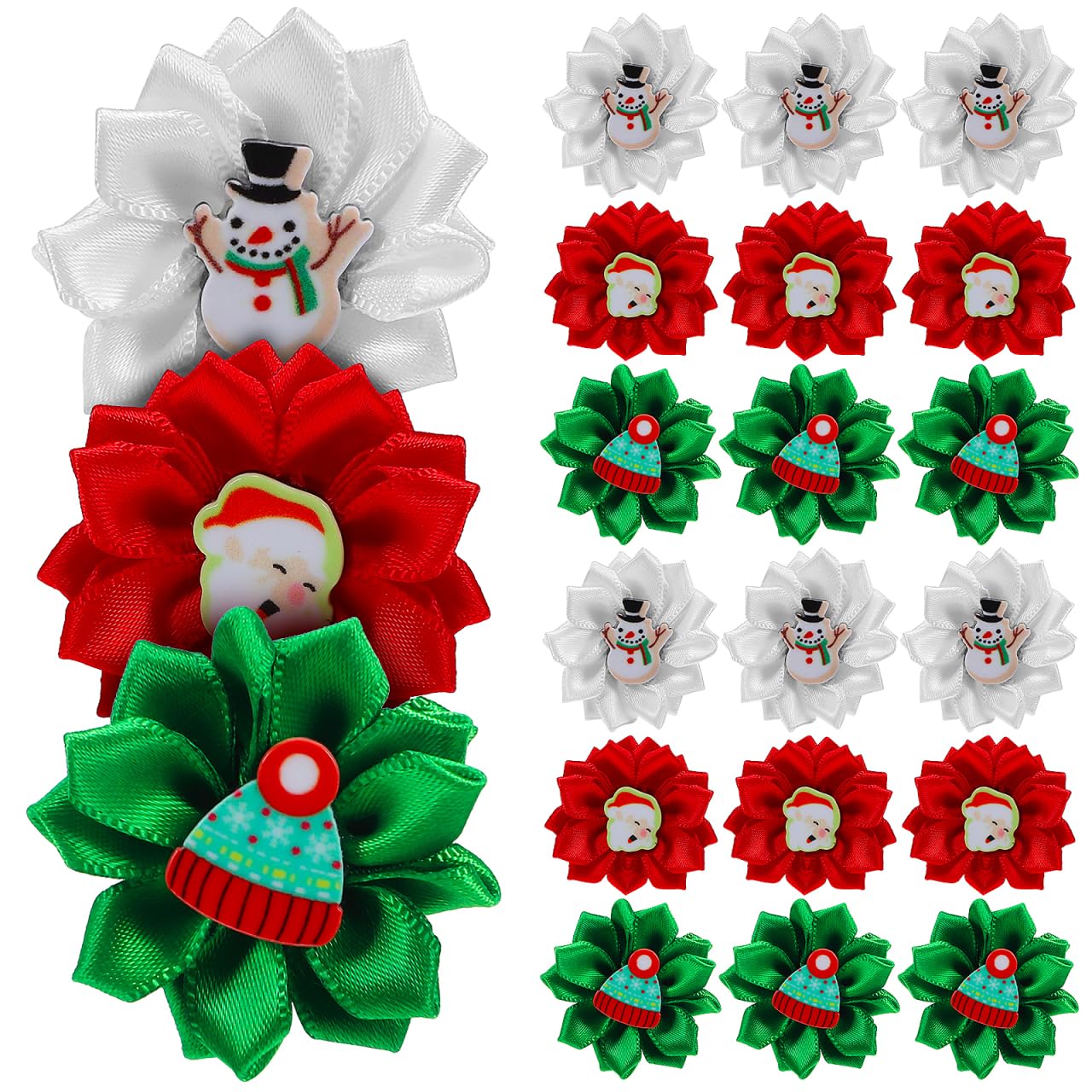 Sosoport 30 Pcs Christmas Dog Bows Cat Hair bow Santa Claus Snowman Elastic Dog Bowknot Pet Christmas Ornaments for Cat
