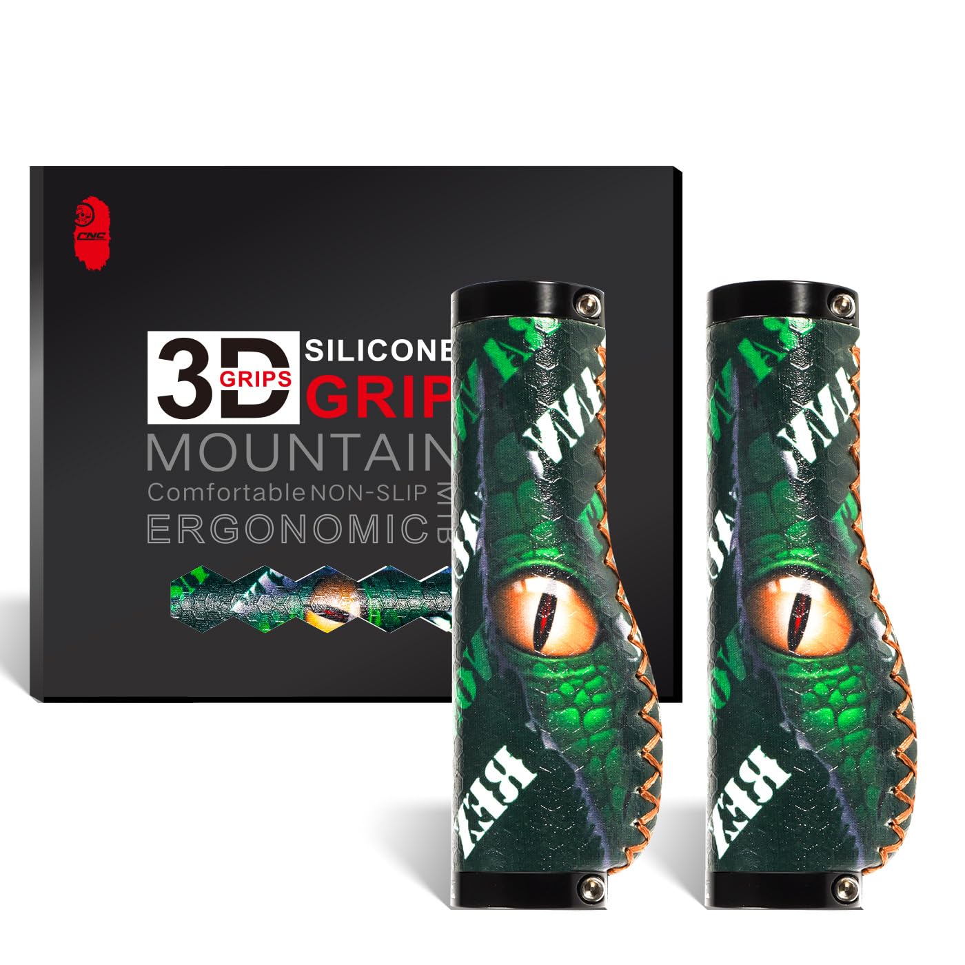 CHooee Impugnature ergonomiche per mountain bike, in silicone per manubrio MTB/BMX.