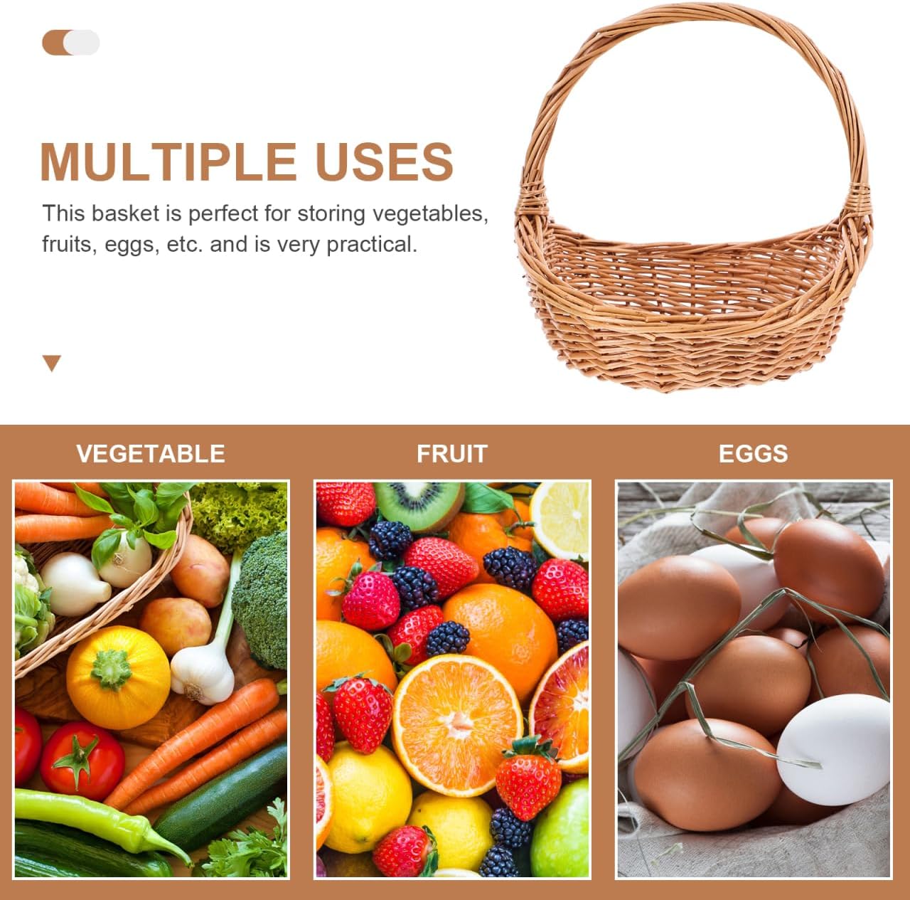 SUPVOX Picnic Basket Wedding Flower Girl Baskets Rattan Flower Vegetable Woven Fruit Fast Food Groceries Wear-Resistant Grocery Eggs Travel Petal Wicker