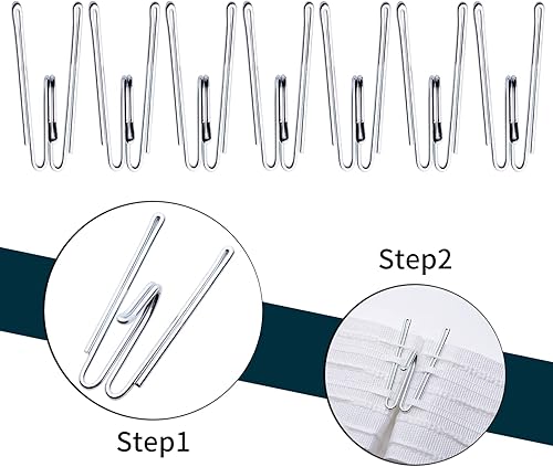 Miniatura 7 de Ganchos de metal para cortinas, pasadores de cinta plisados, ganchos de punta profunda resistentes (paquete de 30)