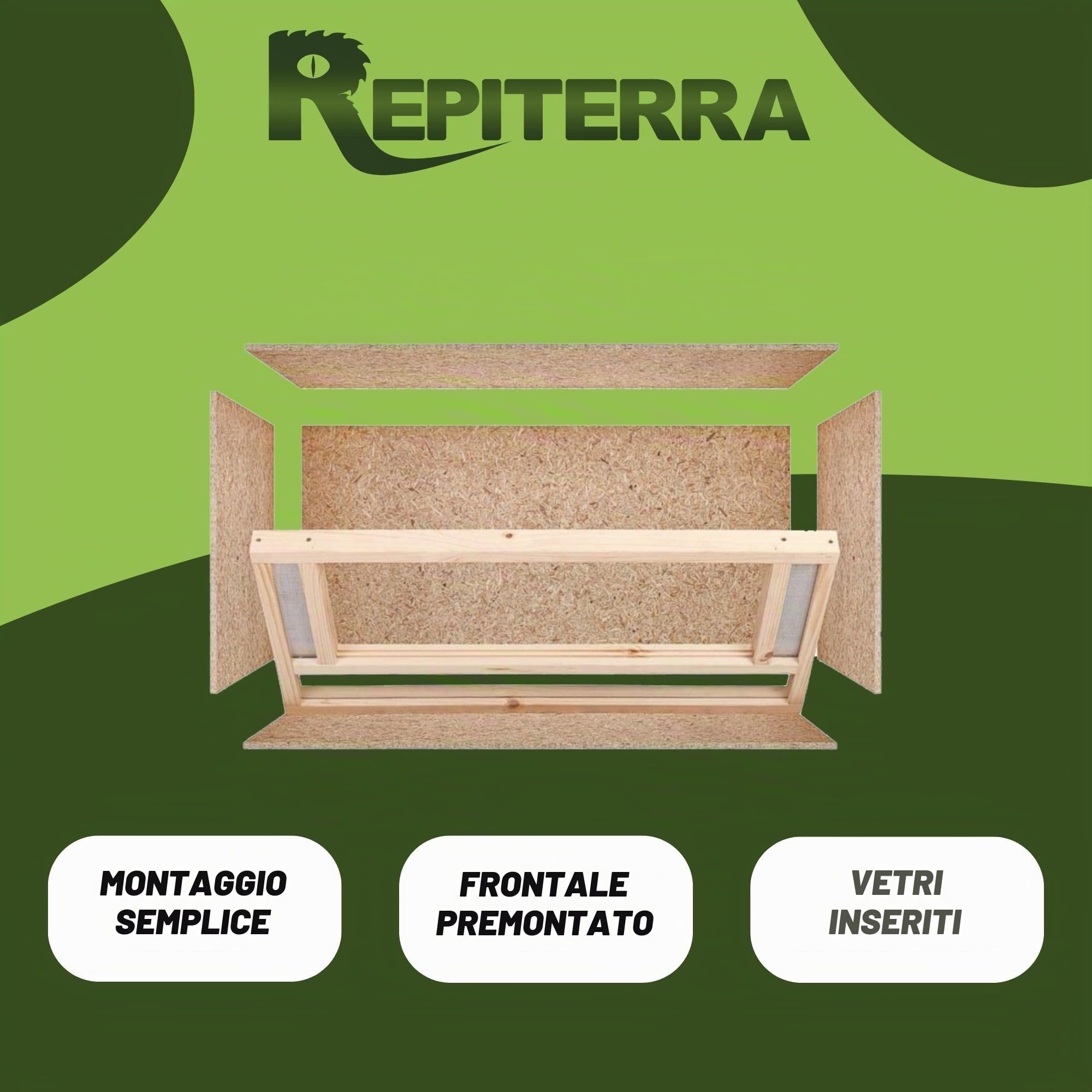 Grande terrario rettile terrario indoor ventilazione frontale per serpenti e lucertole, Beige, 100x50x50cm - Front Vent