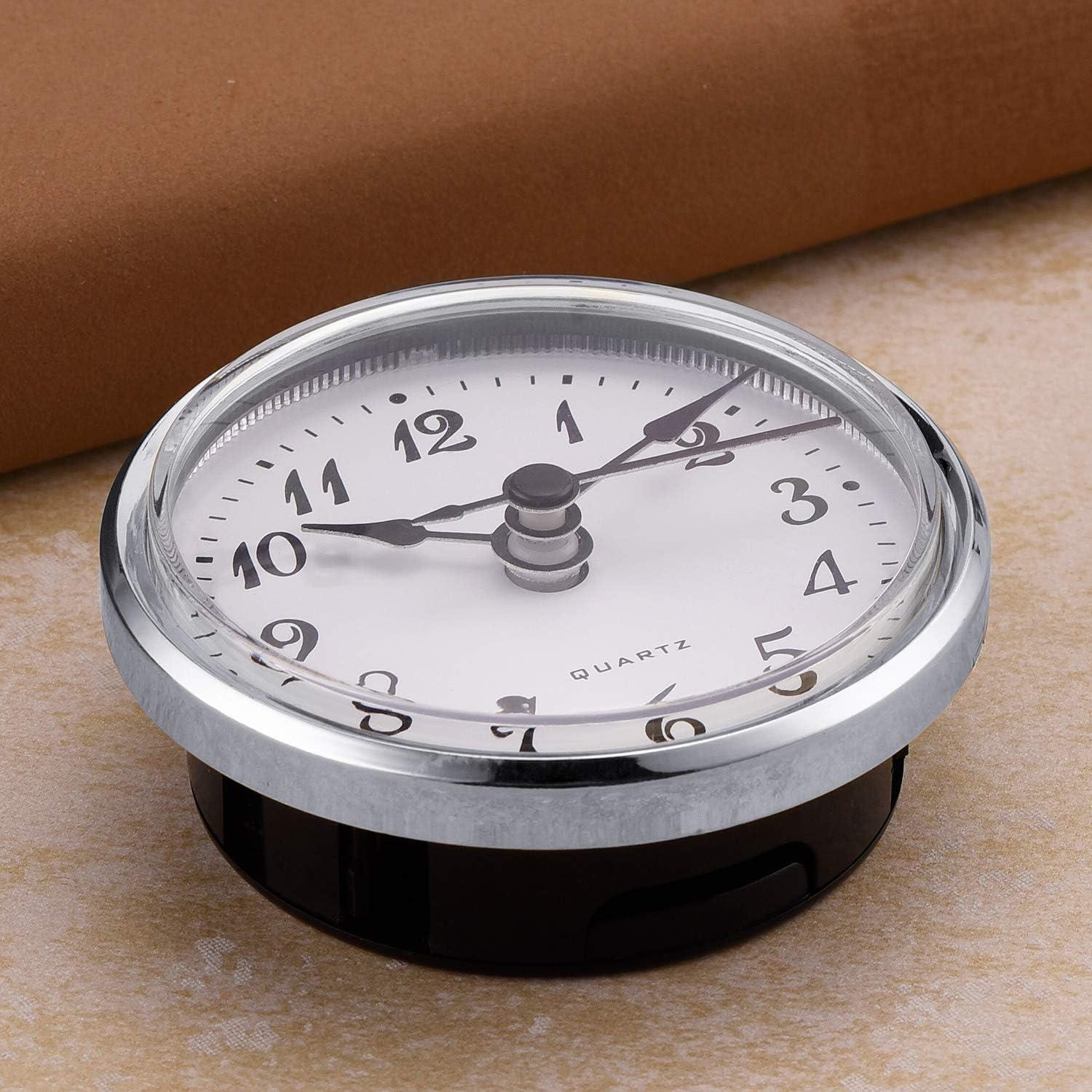 Hicarer 2.8 Inch 70 mm Quartz Clock Insert Face Replacement, Silver Trim | Silver Trim, Arabic Numeral Clock Movement Replacement, Mini Clocks Head Parts White Face, Round Mechanism