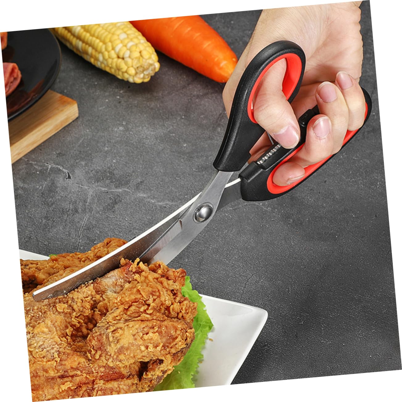 BRIGHTFUFU Extended Chicken Bone Scissor Kitchen Scissor Vegetable Meat Shear Strong Construction Comfortable Handle
